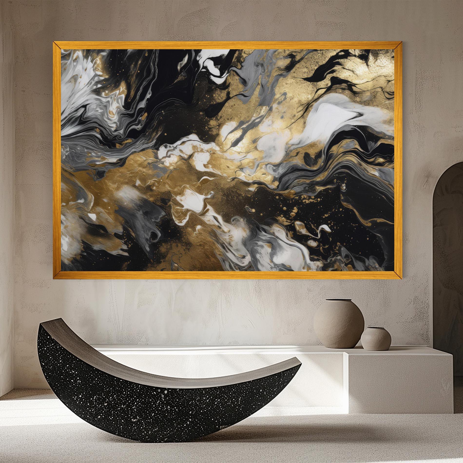 Leinwandbild Gold Acrylic Fluid mockup 8