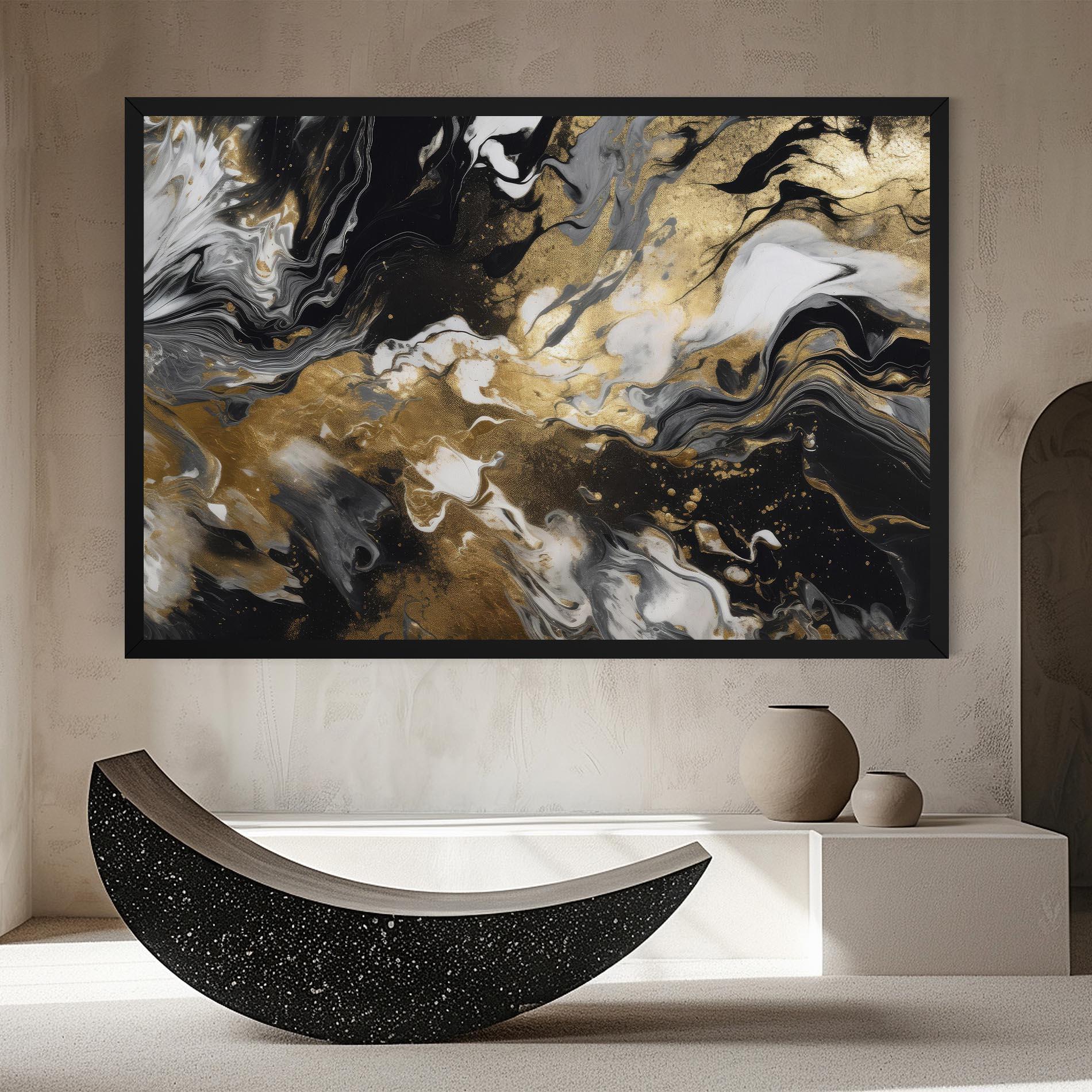 Leinwandbild Gold Acrylic Fluid mockup 8