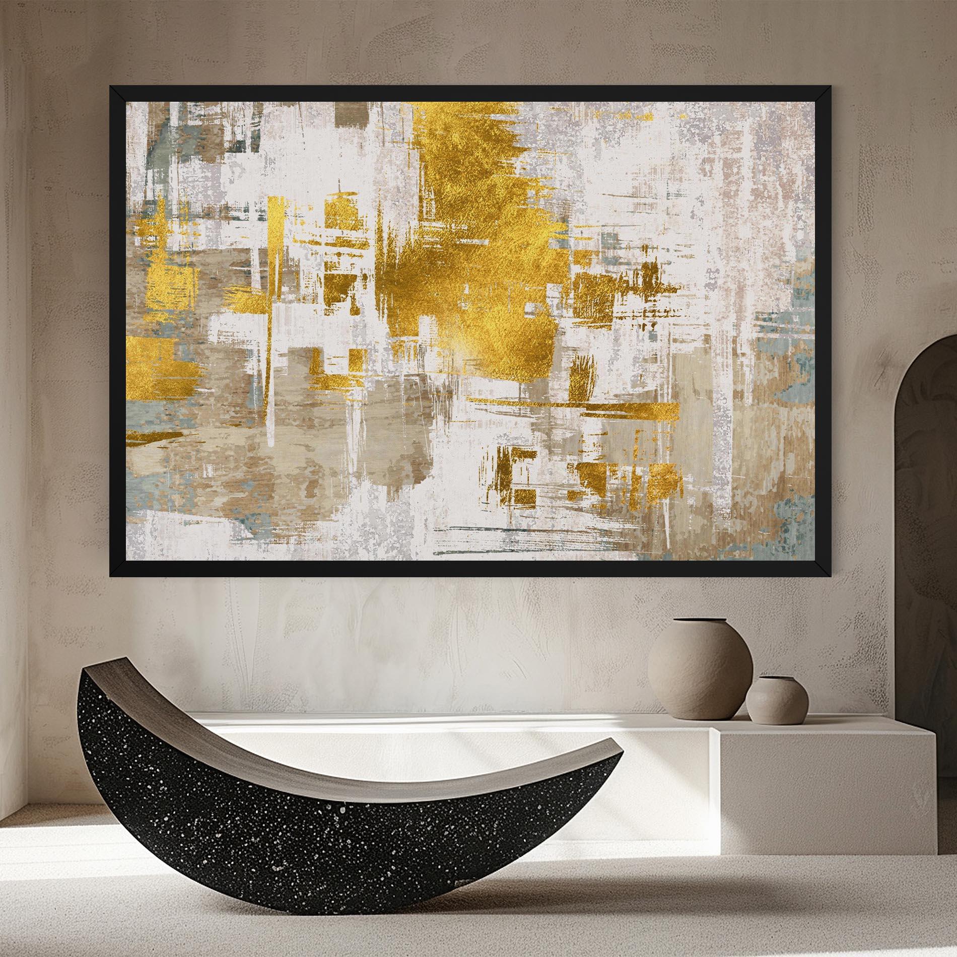 Leinwandbild Gold And White Brush mockup 8