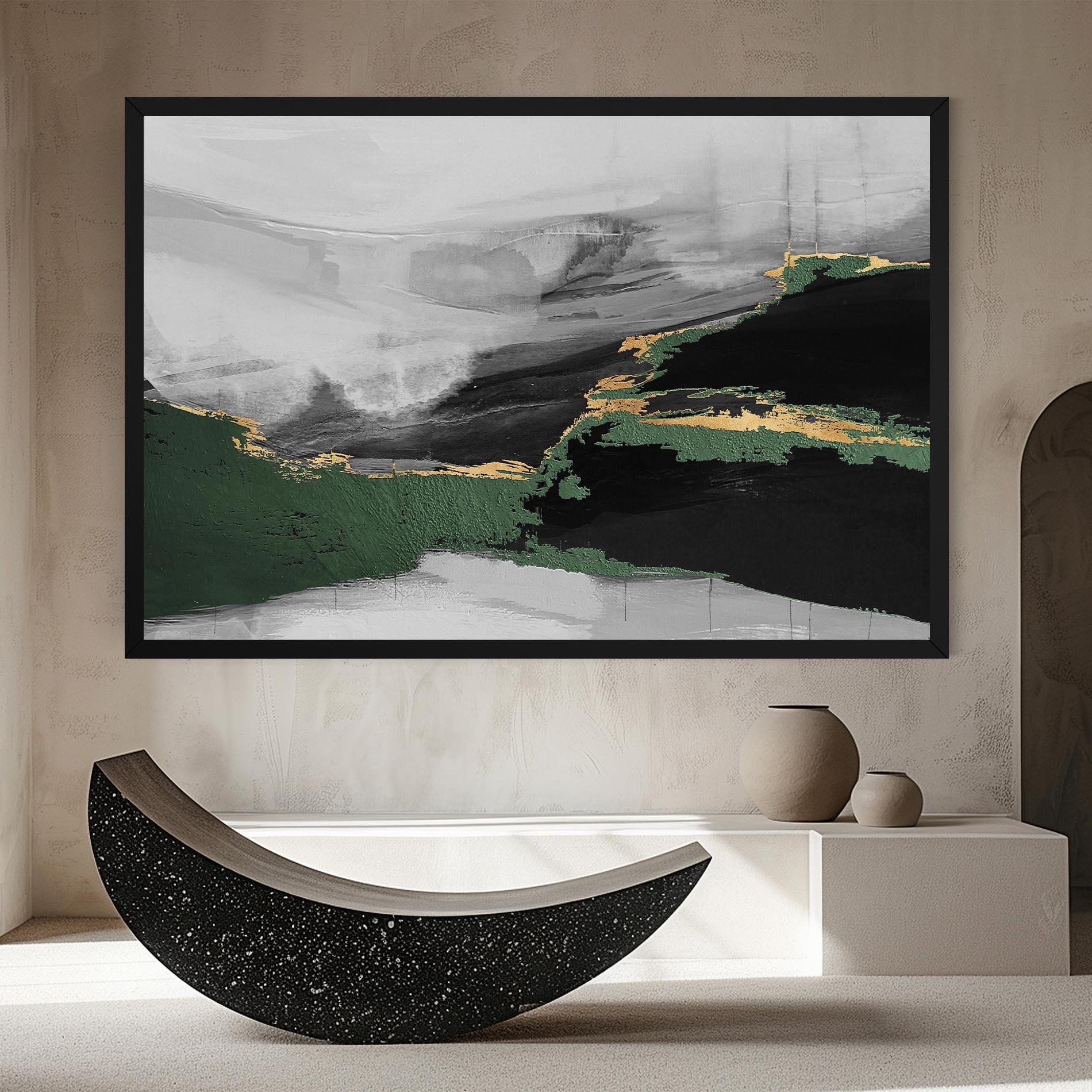 Leinwandbild Grey With Green Painting mockup 8