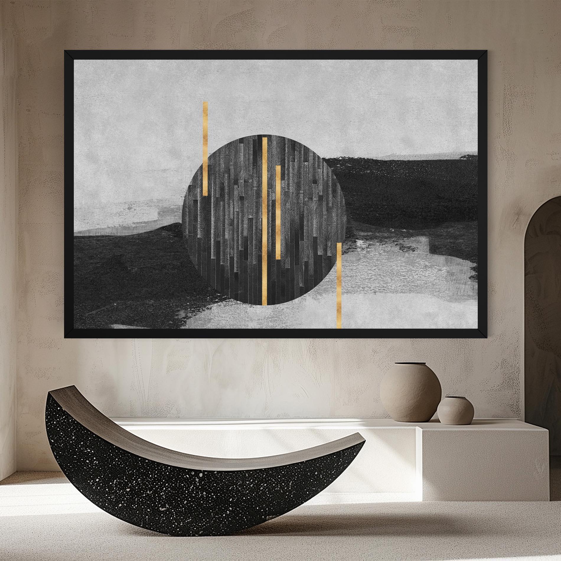 Leinwandbild Modern Circle With Gold mockup 8