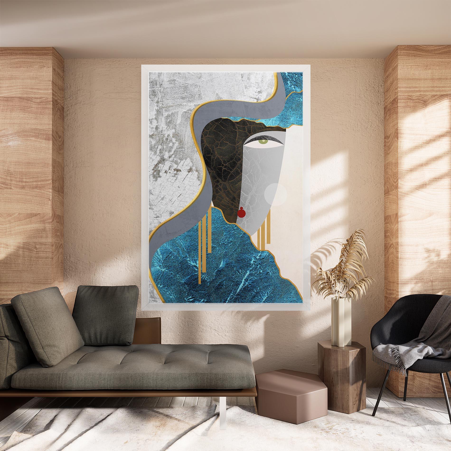 Leinwandbild Abstract Blue Face mockup 8