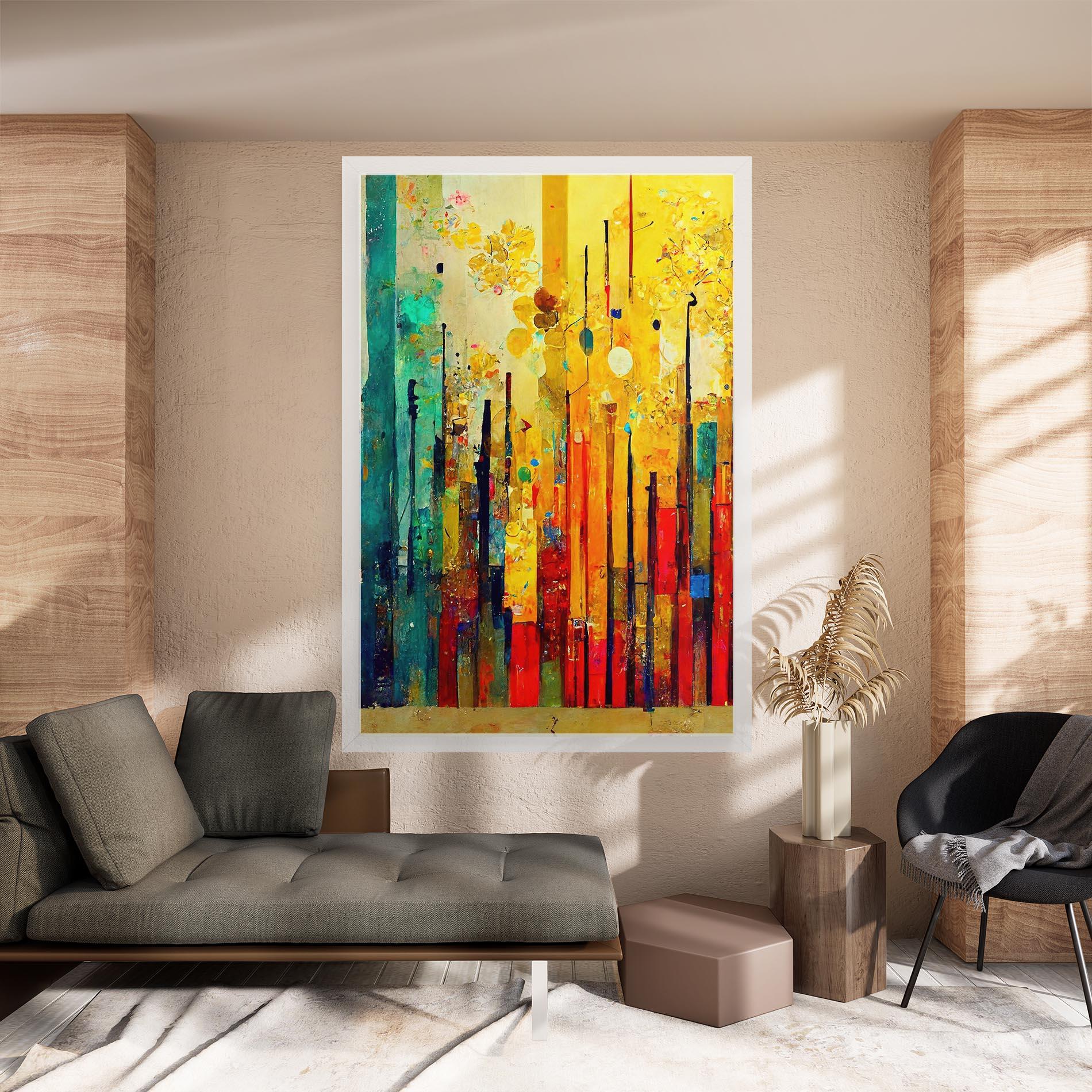 Leinwandbild Black Lines On Yellow Light mockup 8