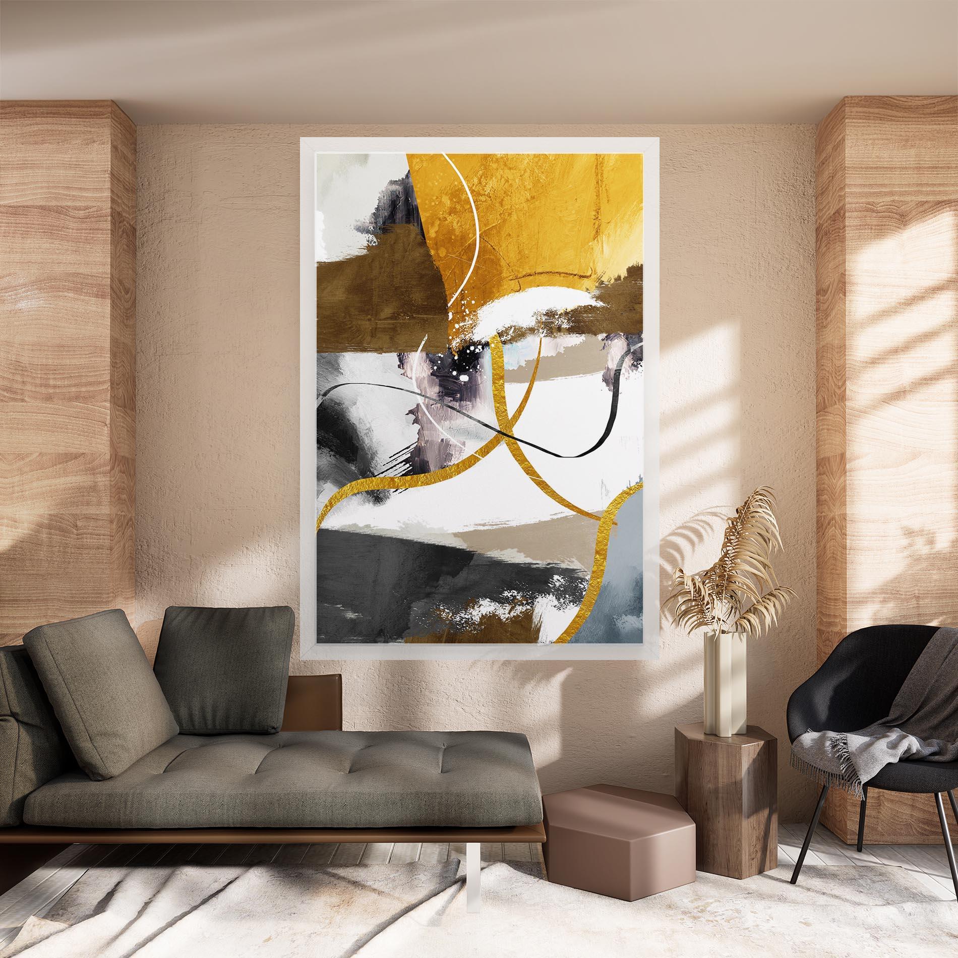 Leinwandbild Chaotic Golden Painting mockup 8