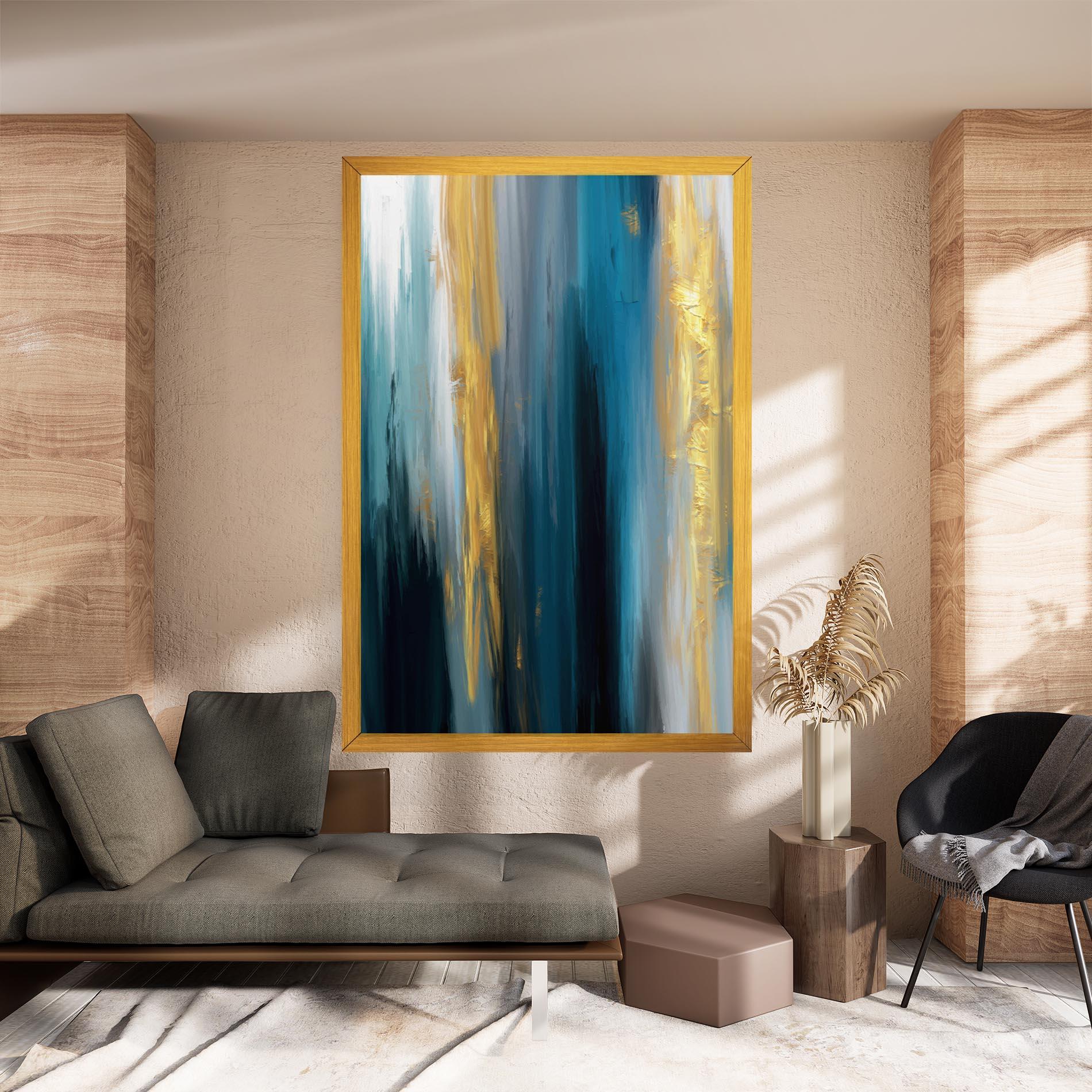 Leinwandbild Golden Black Blue Art mockup 8