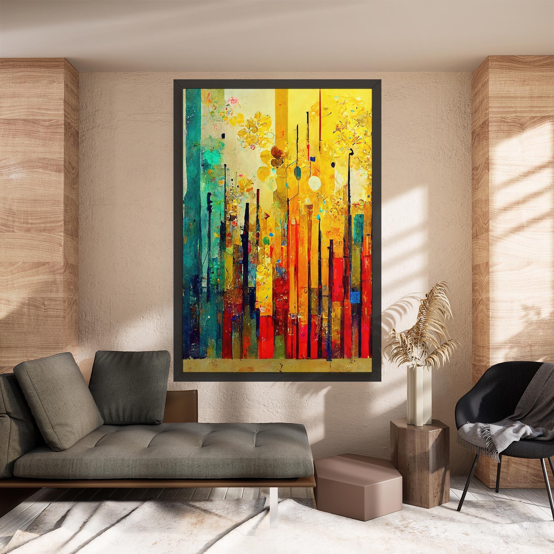 Leinwandbild Black Lines On Yellow Light mockup 8