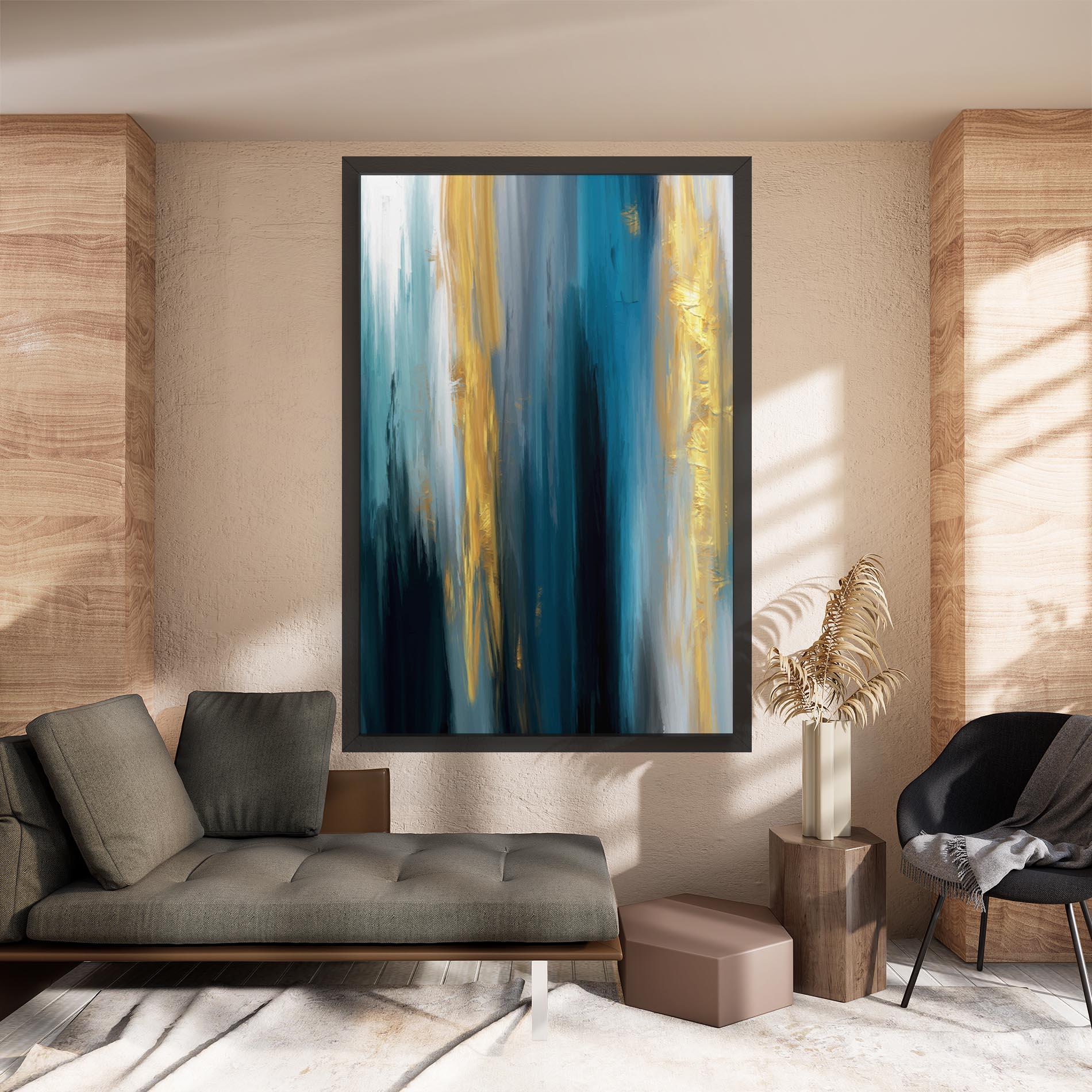 Leinwandbild Golden Black Blue Art mockup 8