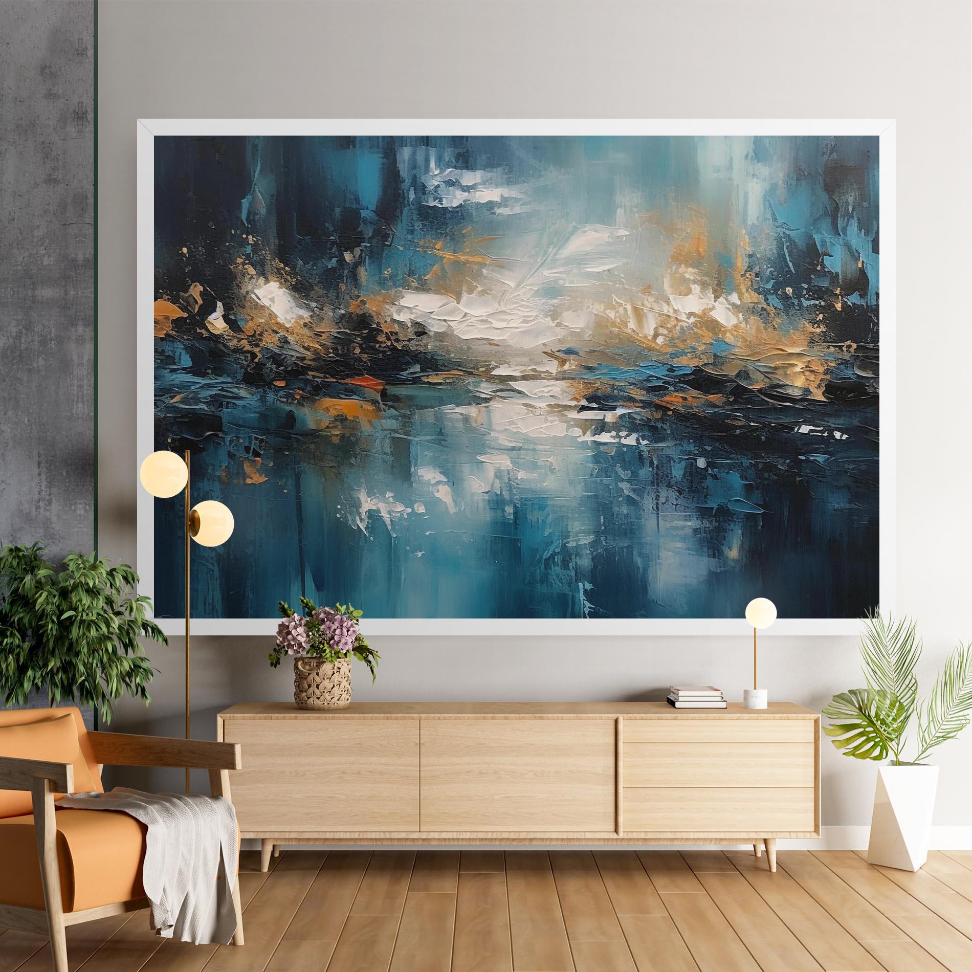 Leinwandbild Abstract Blue Art mockup 9