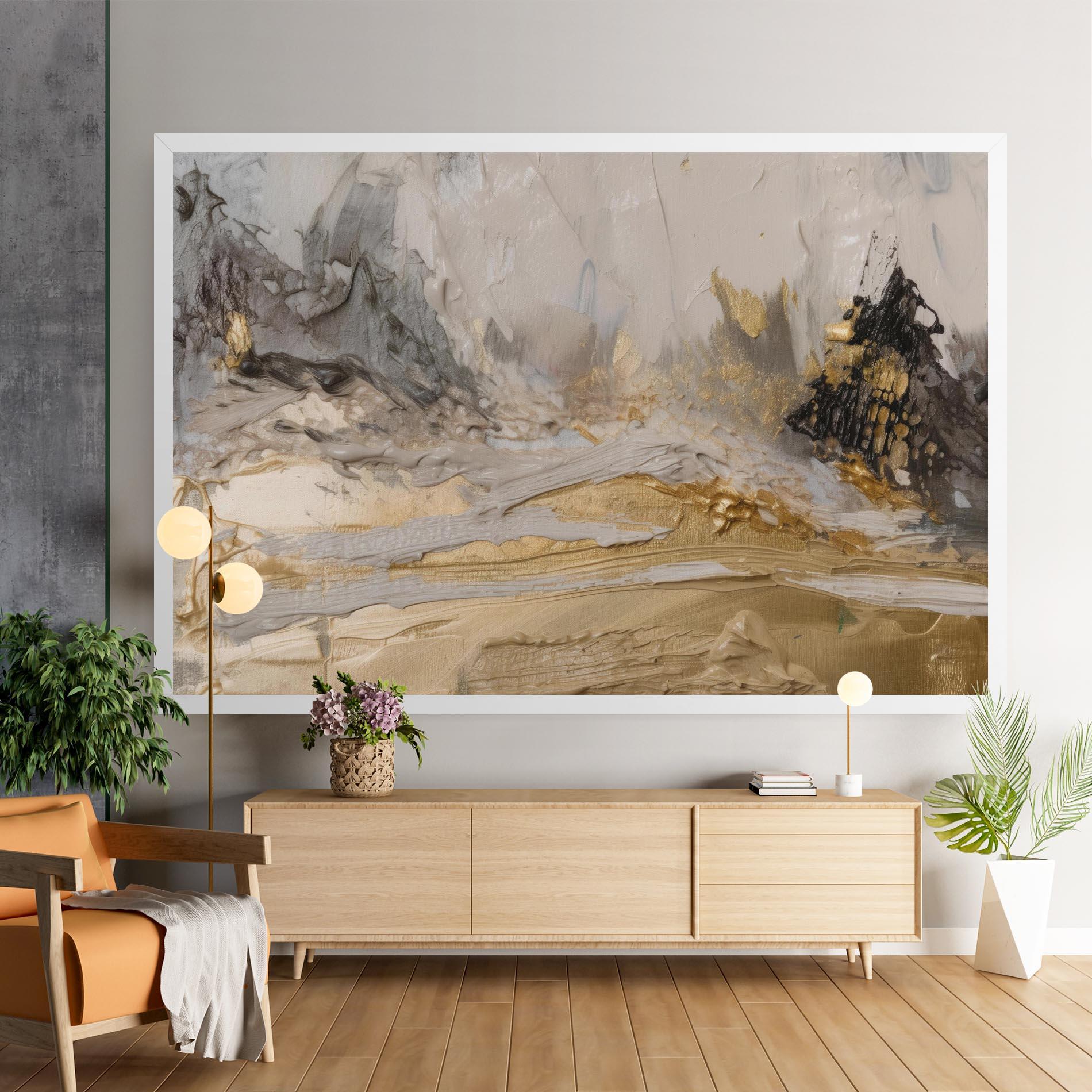 Leinwandbild Abstract White Waves mockup 9