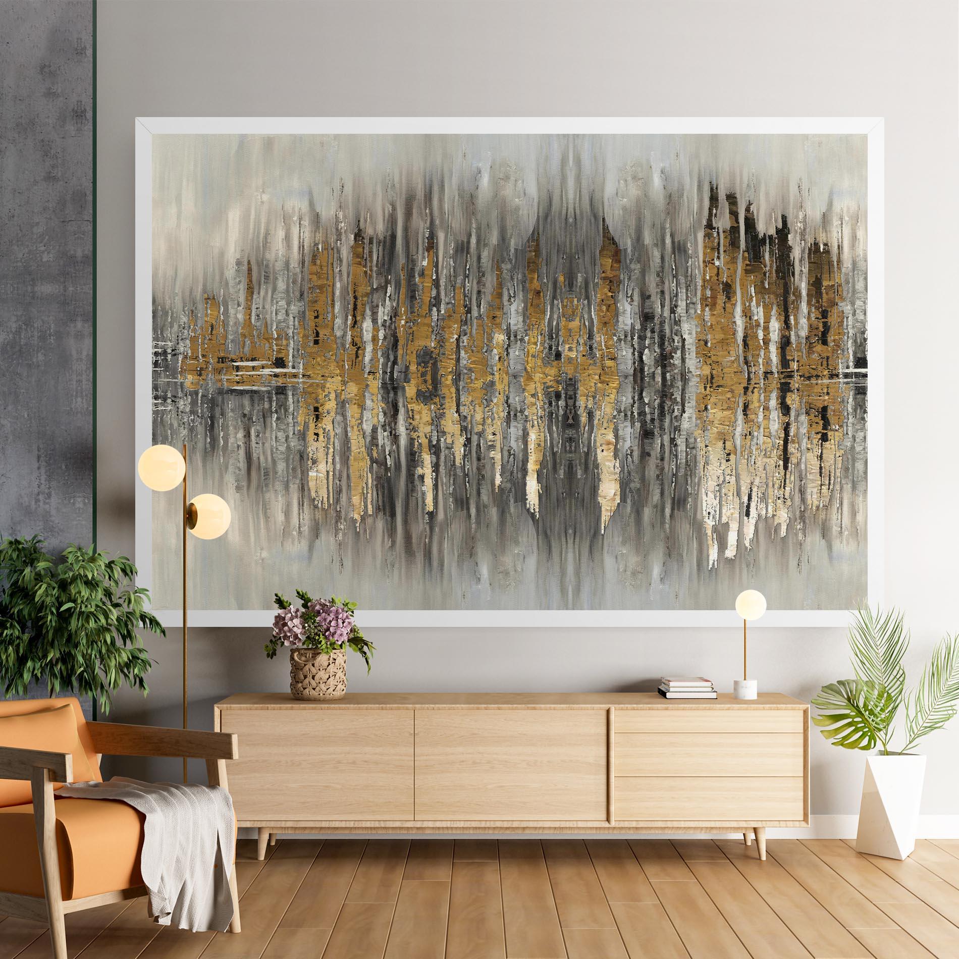 Leinwandbild Acrylic Silver Paint mockup 9