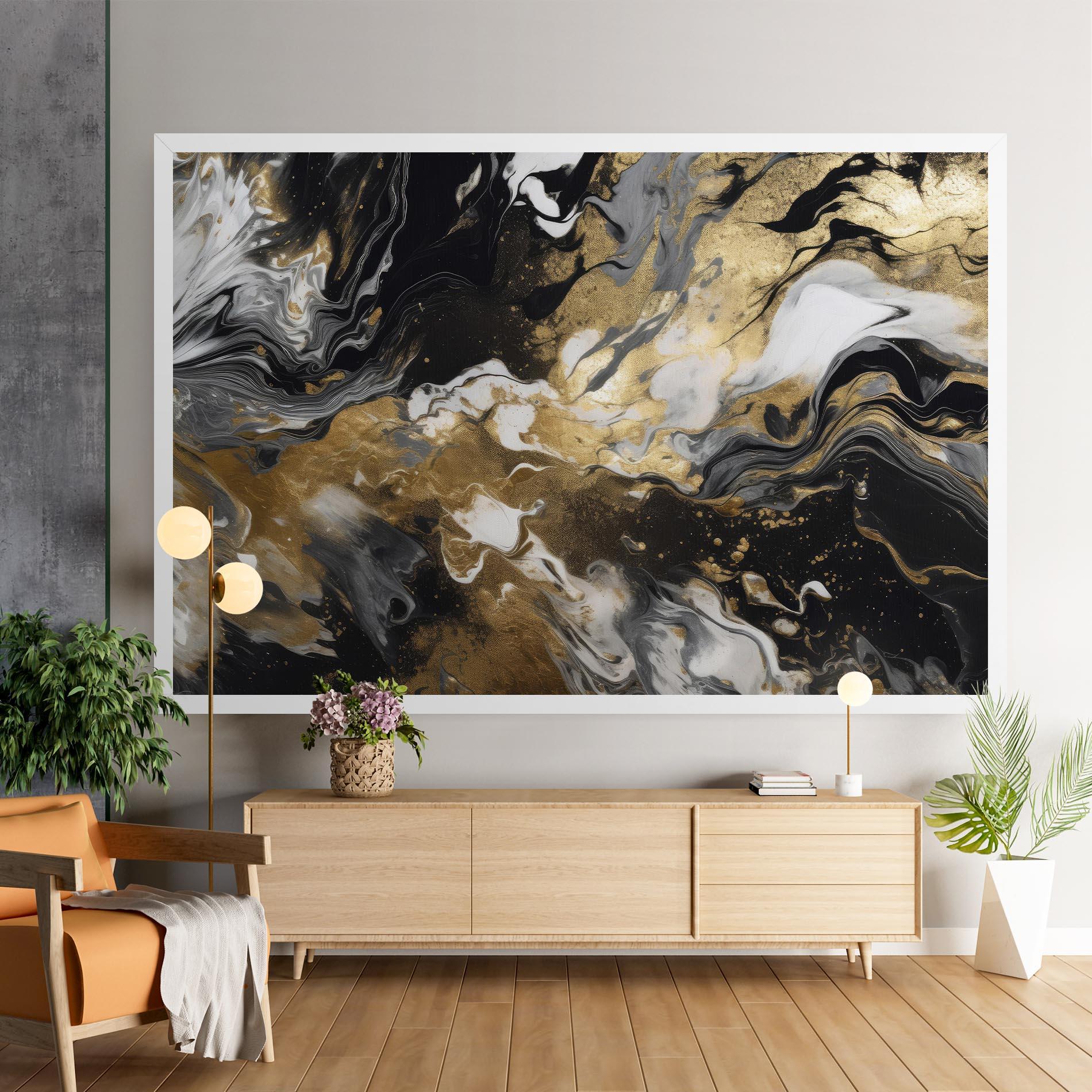 Leinwandbild Gold Acrylic Fluid mockup 9