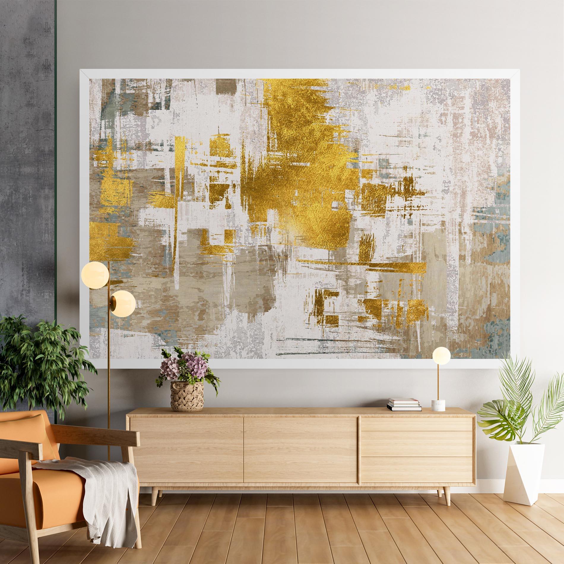 Leinwandbild Gold And White Brush mockup 9