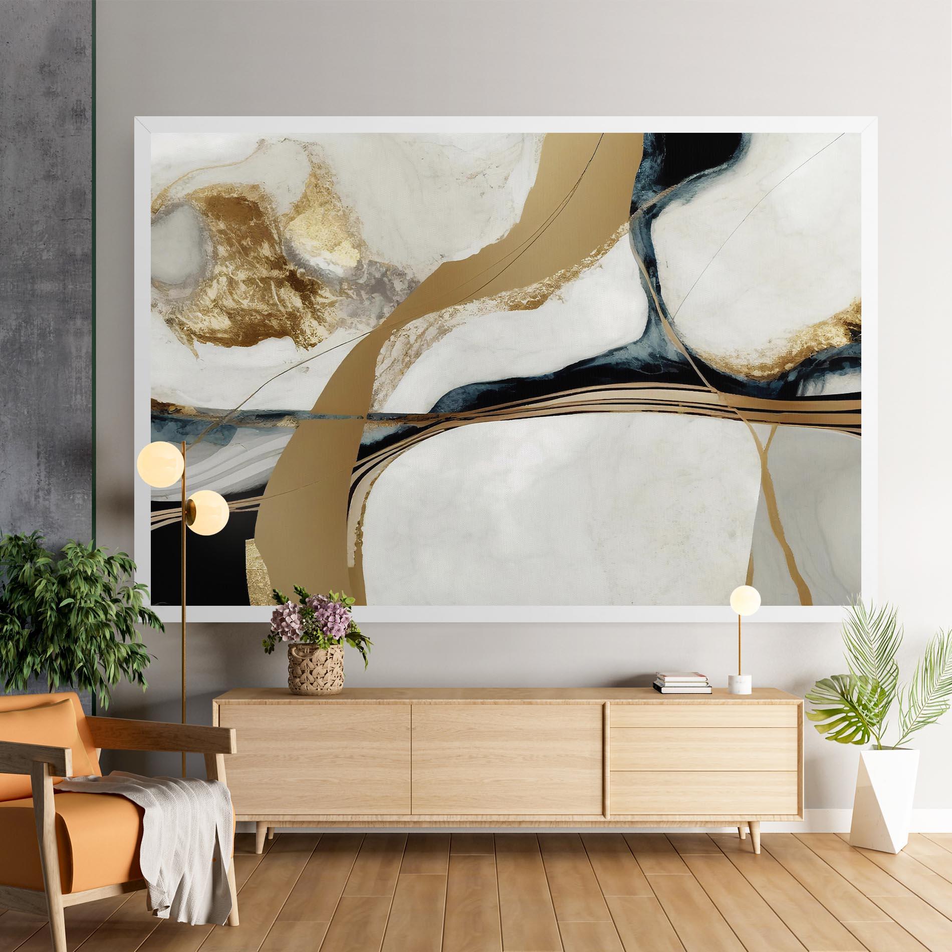 Leinwandbild Golden Blue Marble mockup 9