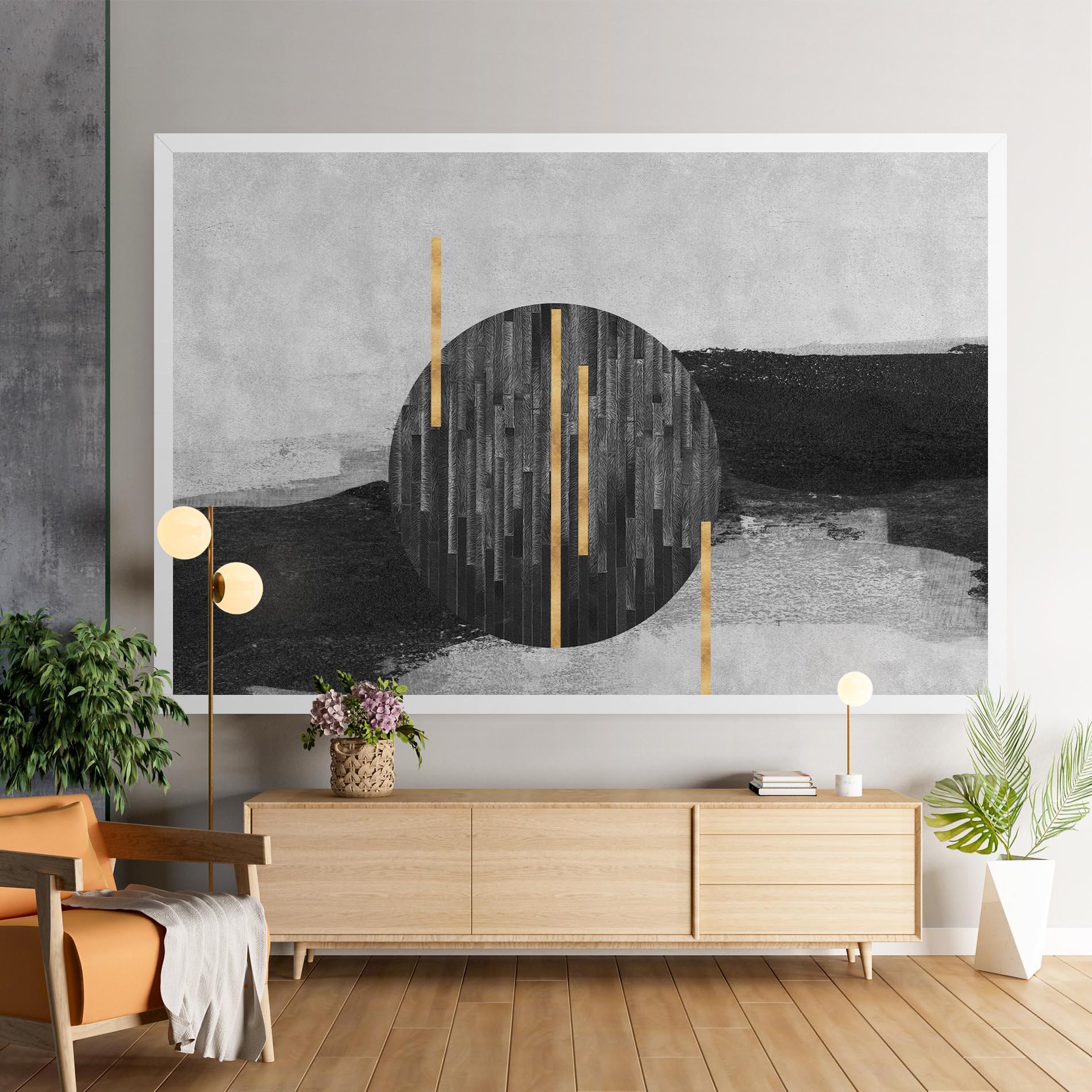 Leinwandbild Modern Circle With Gold mockup 9