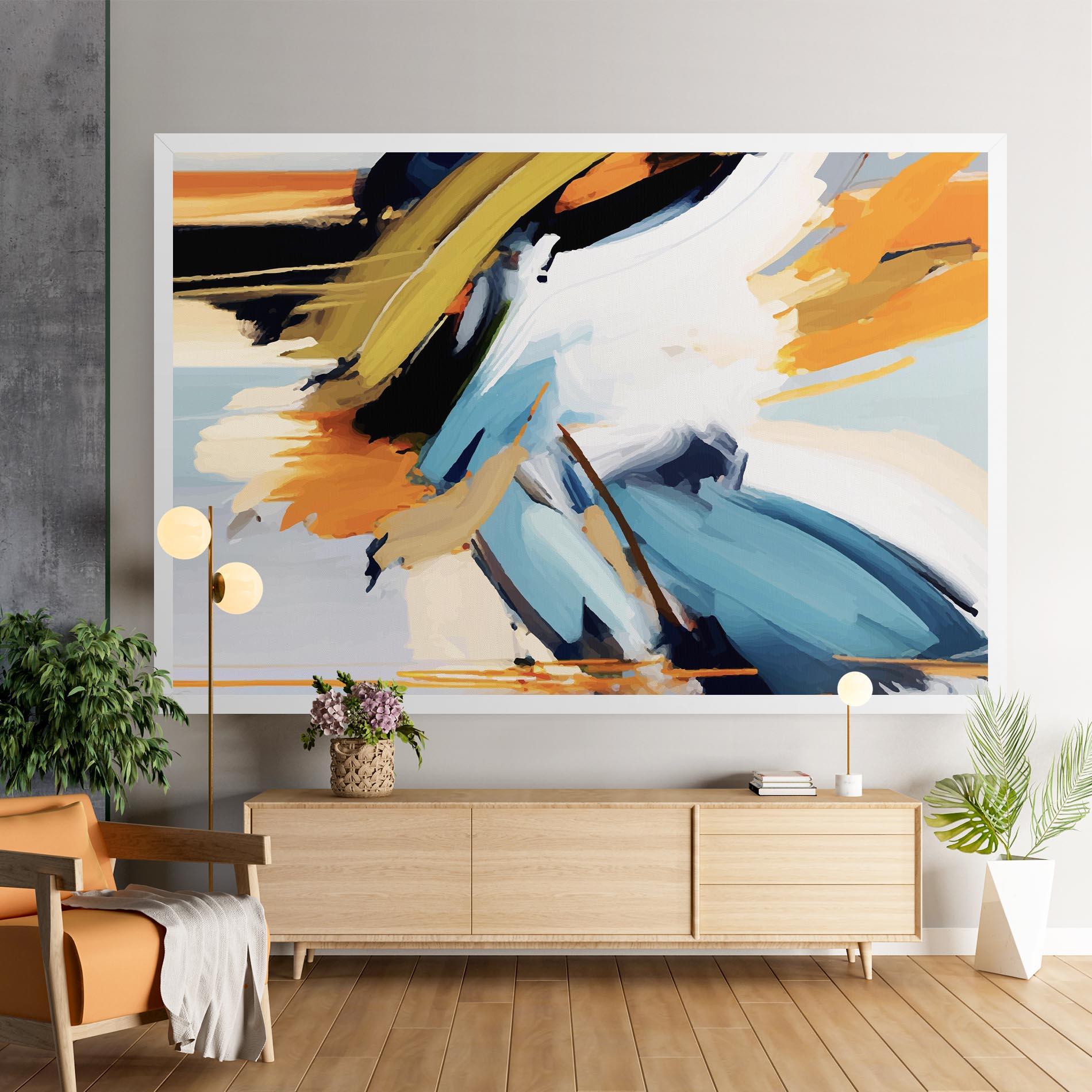 Leinwandbild Orange Blue Art mockup 9