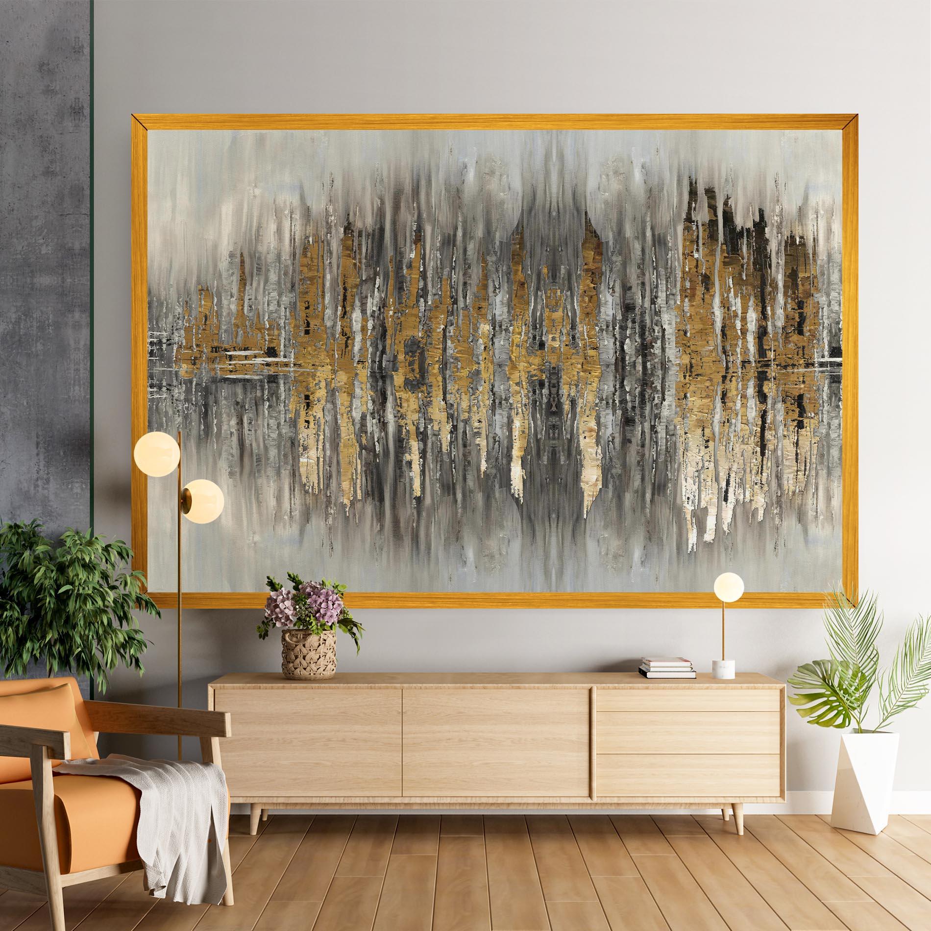 Leinwandbild Acrylic Silver Paint mockup 9