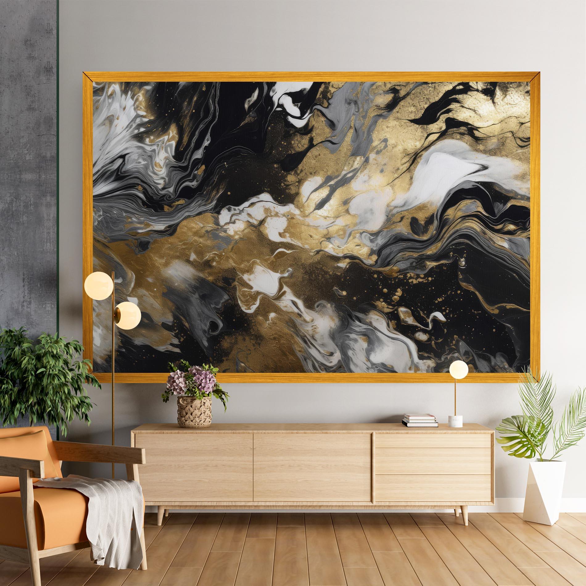 Leinwandbild Gold Acrylic Fluid mockup 9