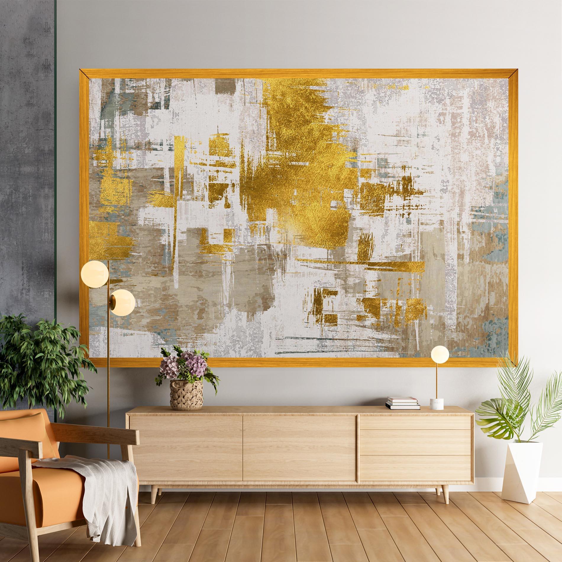 Leinwandbild Gold And White Brush mockup 9