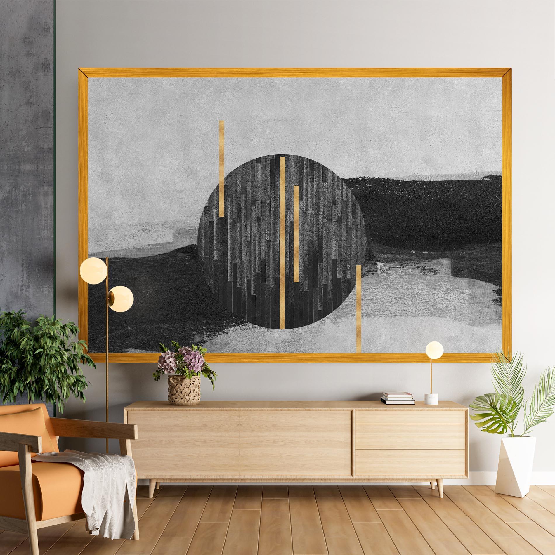 Leinwandbild Modern Circle With Gold mockup 9
