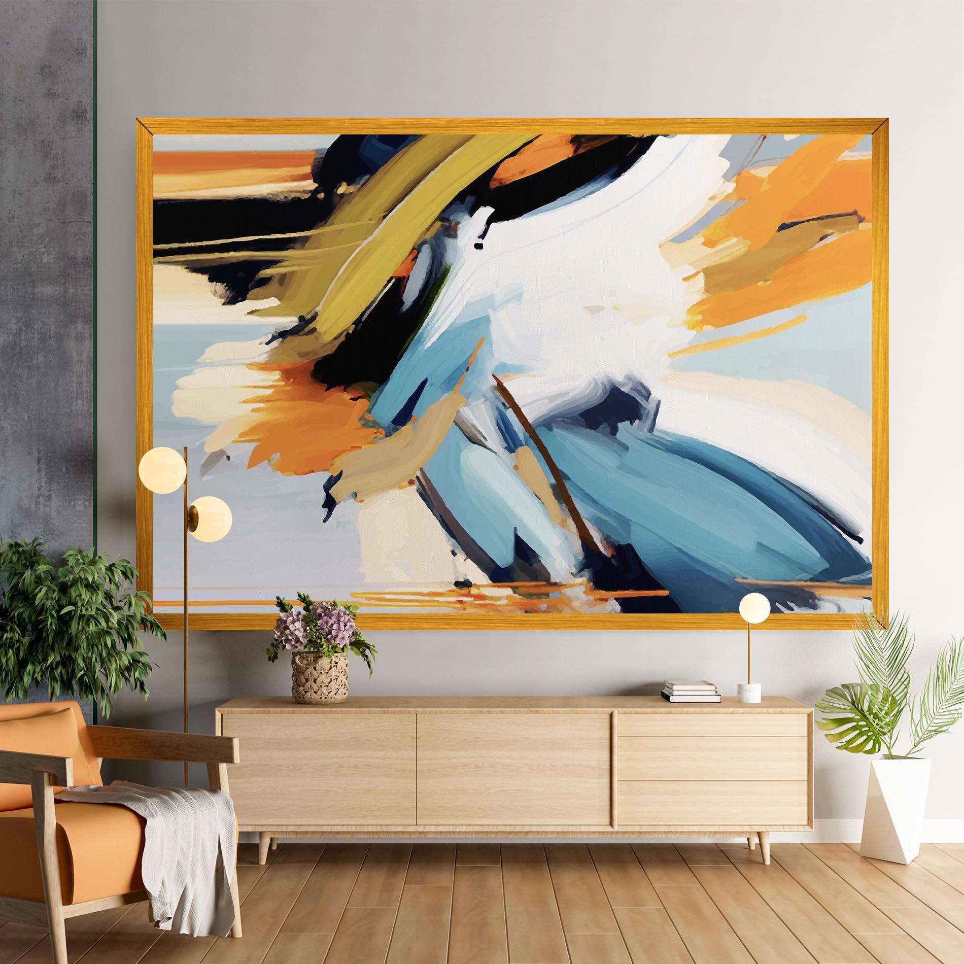Leinwandbild Orange Blue Art mockup 9