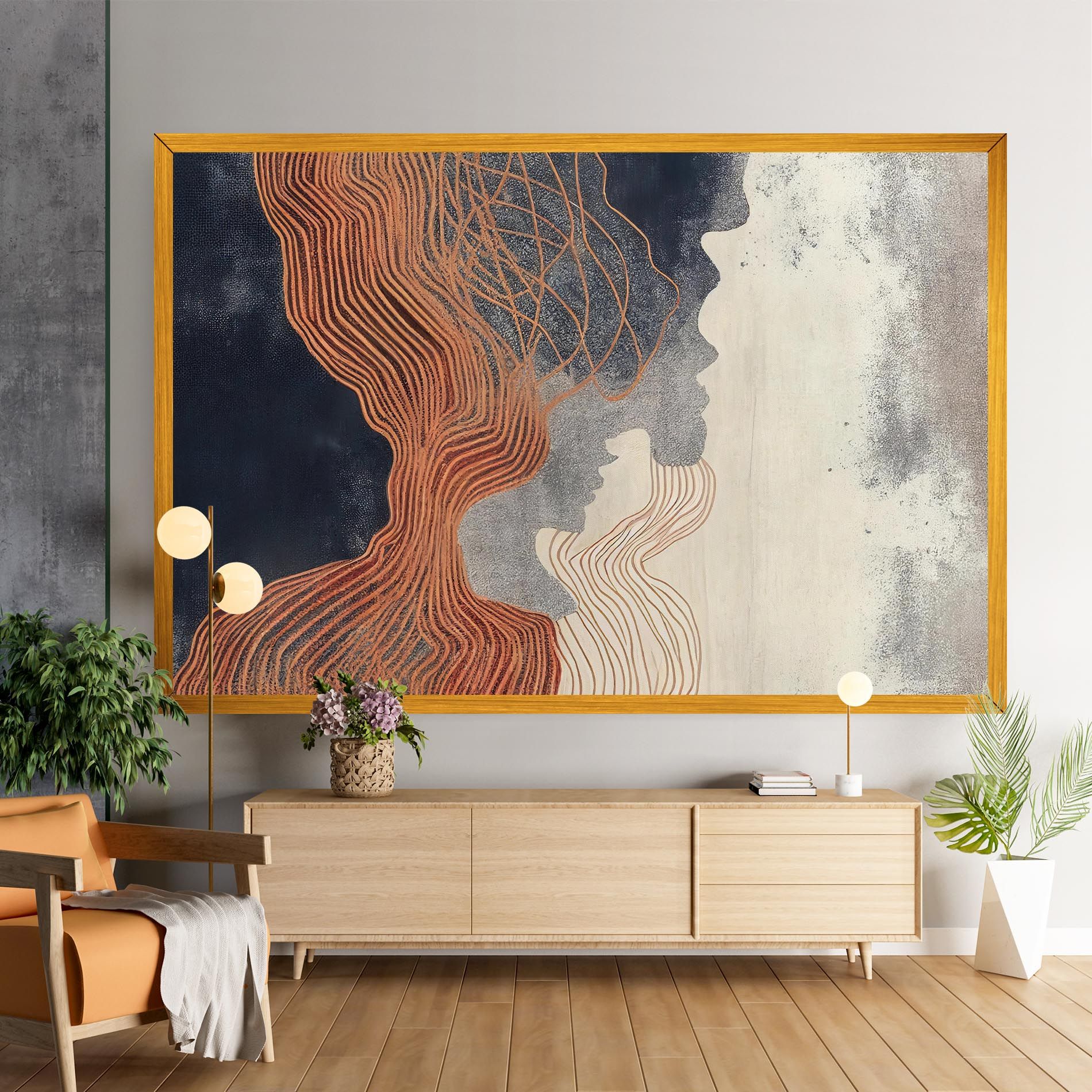 Orange Lines On Blue mockup 9