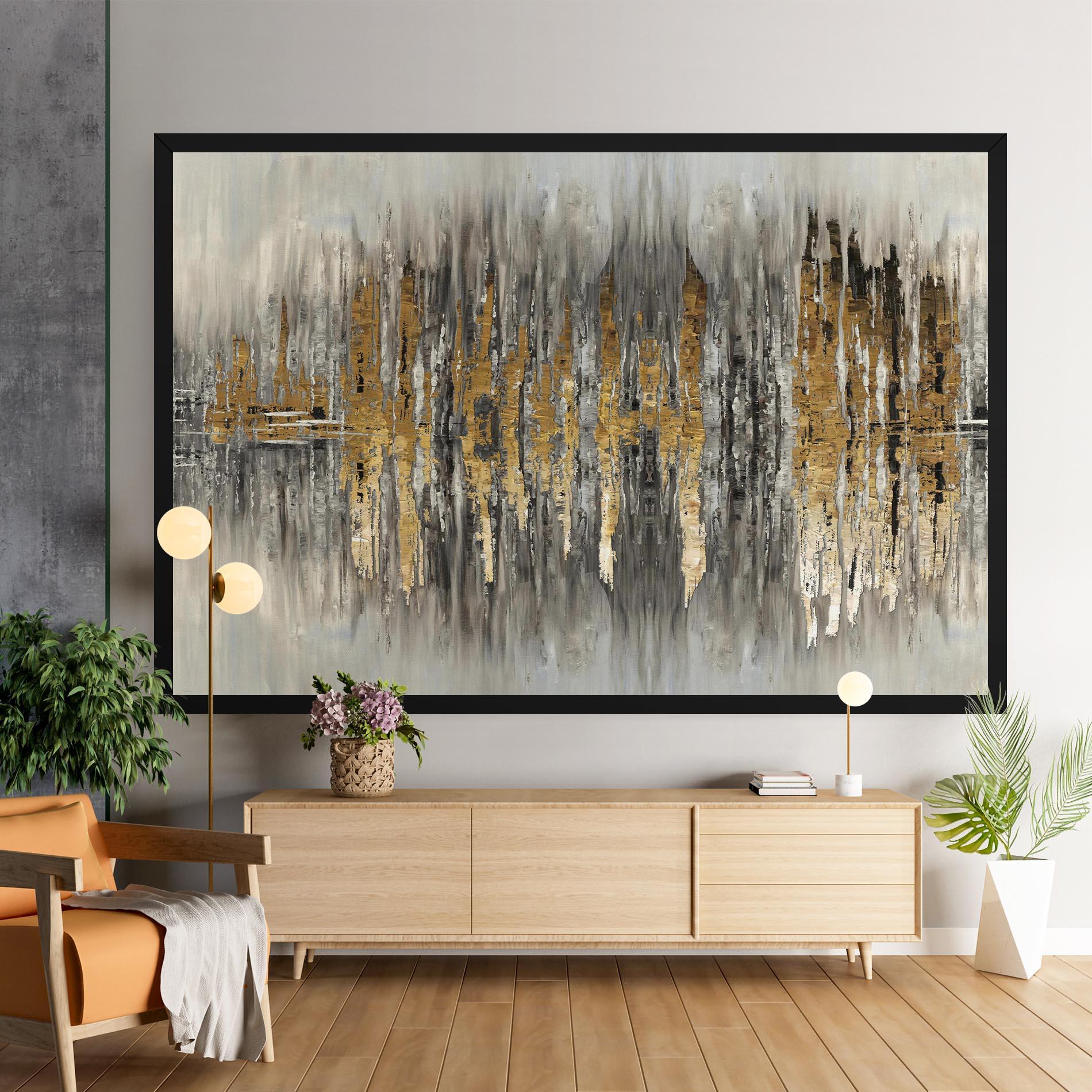 Leinwandbild Acrylic Silver Paint mockup 9