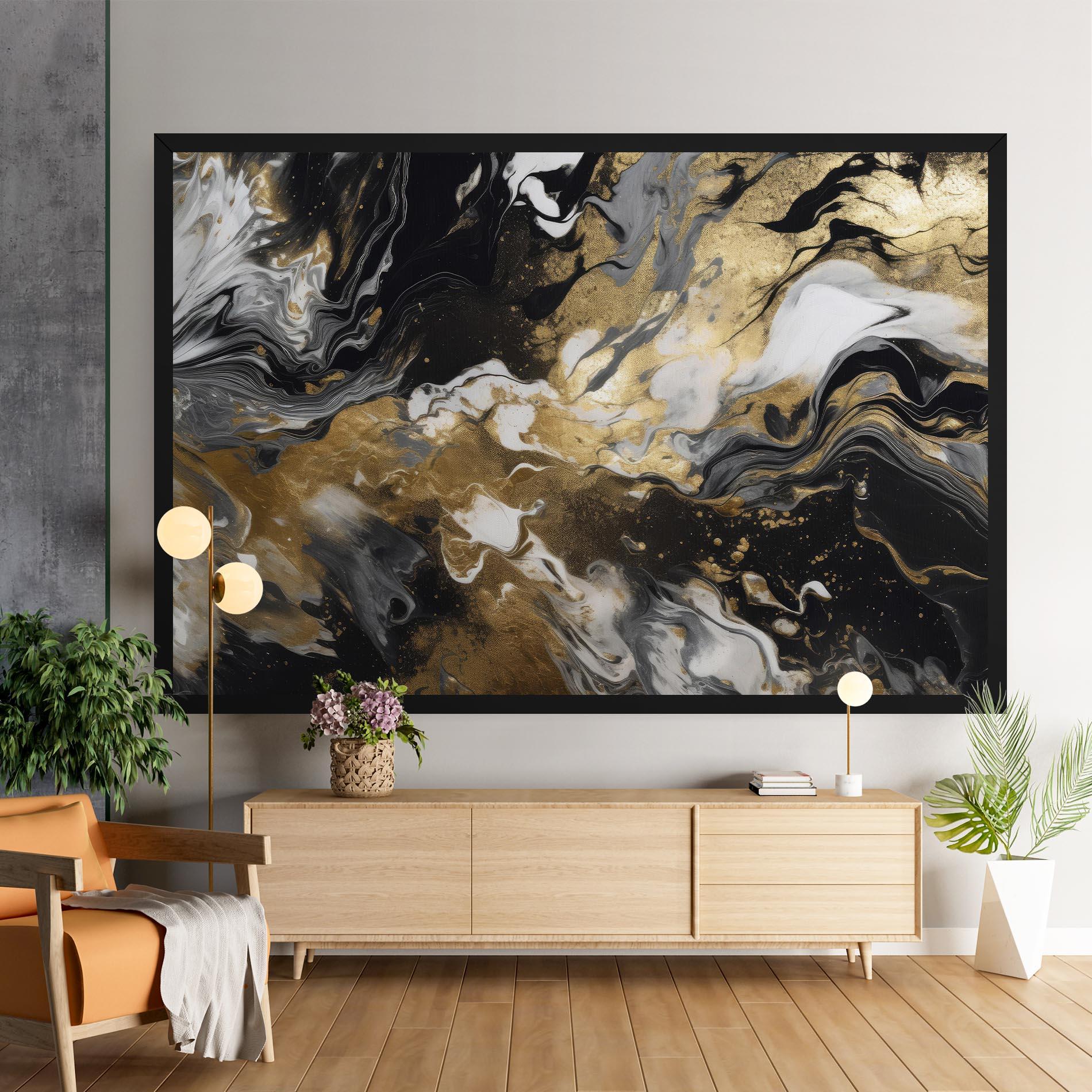 Leinwandbild Gold Acrylic Fluid mockup 9