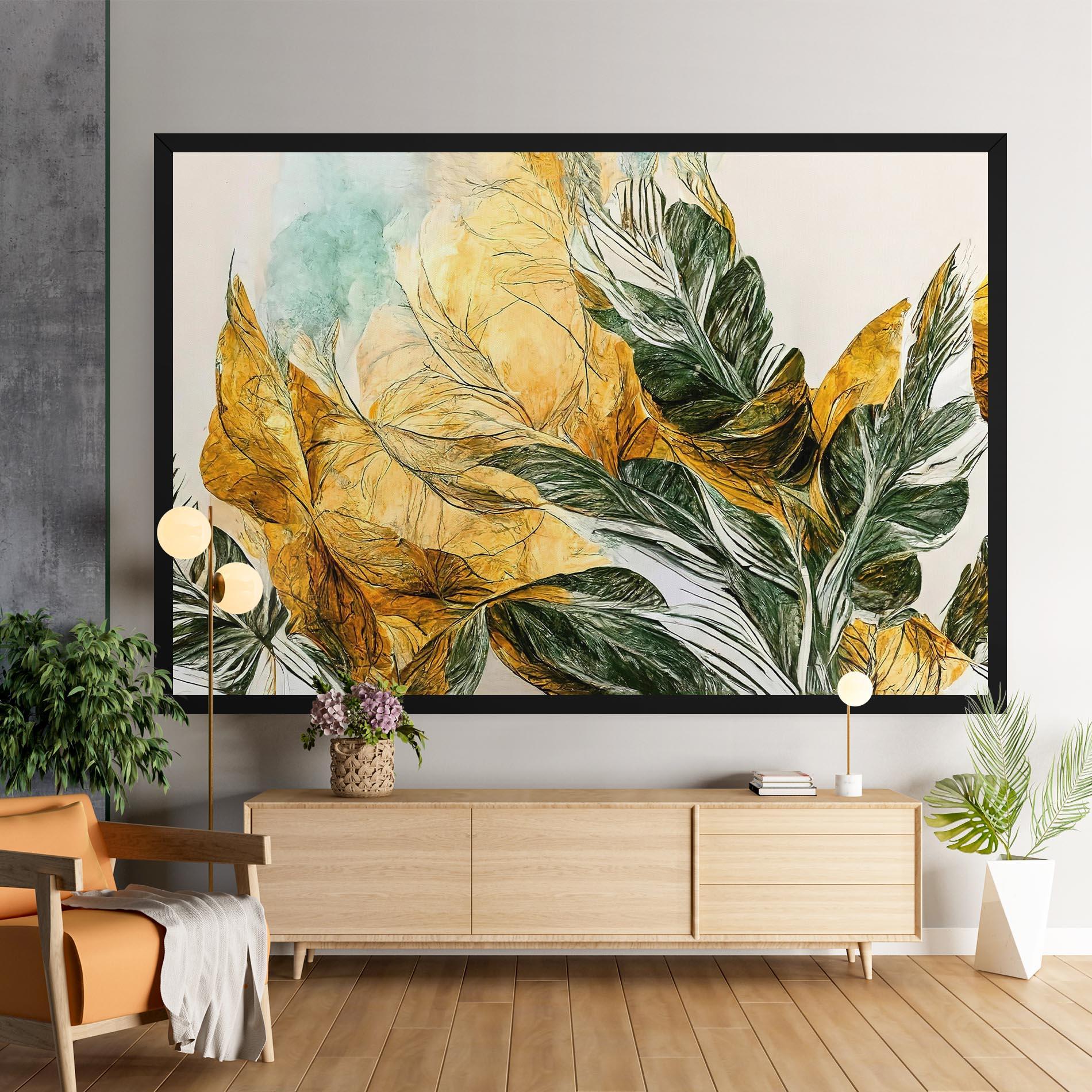 Leinwandbild Gold And Green Leafes mockup 9