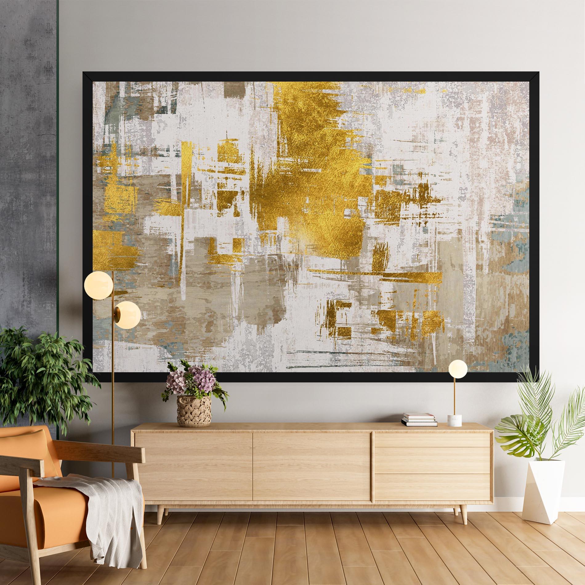 Leinwandbild Gold And White Brush mockup 9