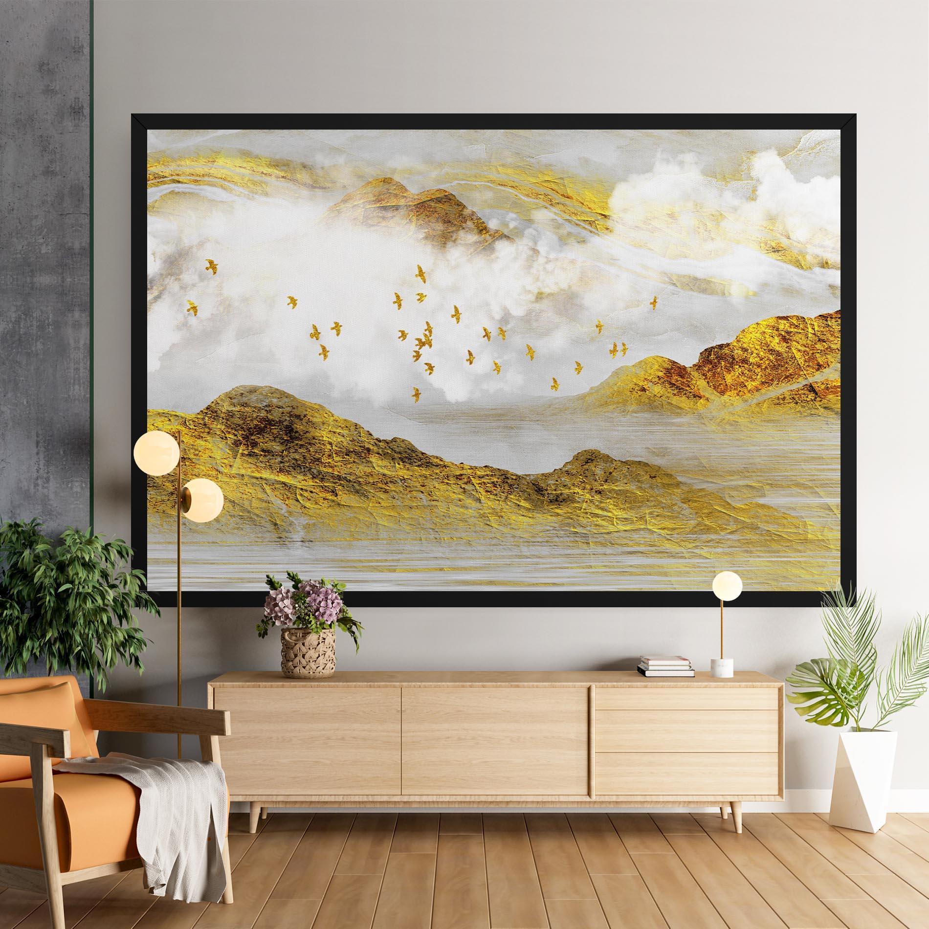 Leinwandbild Gold Mountains Abstract mockup 9