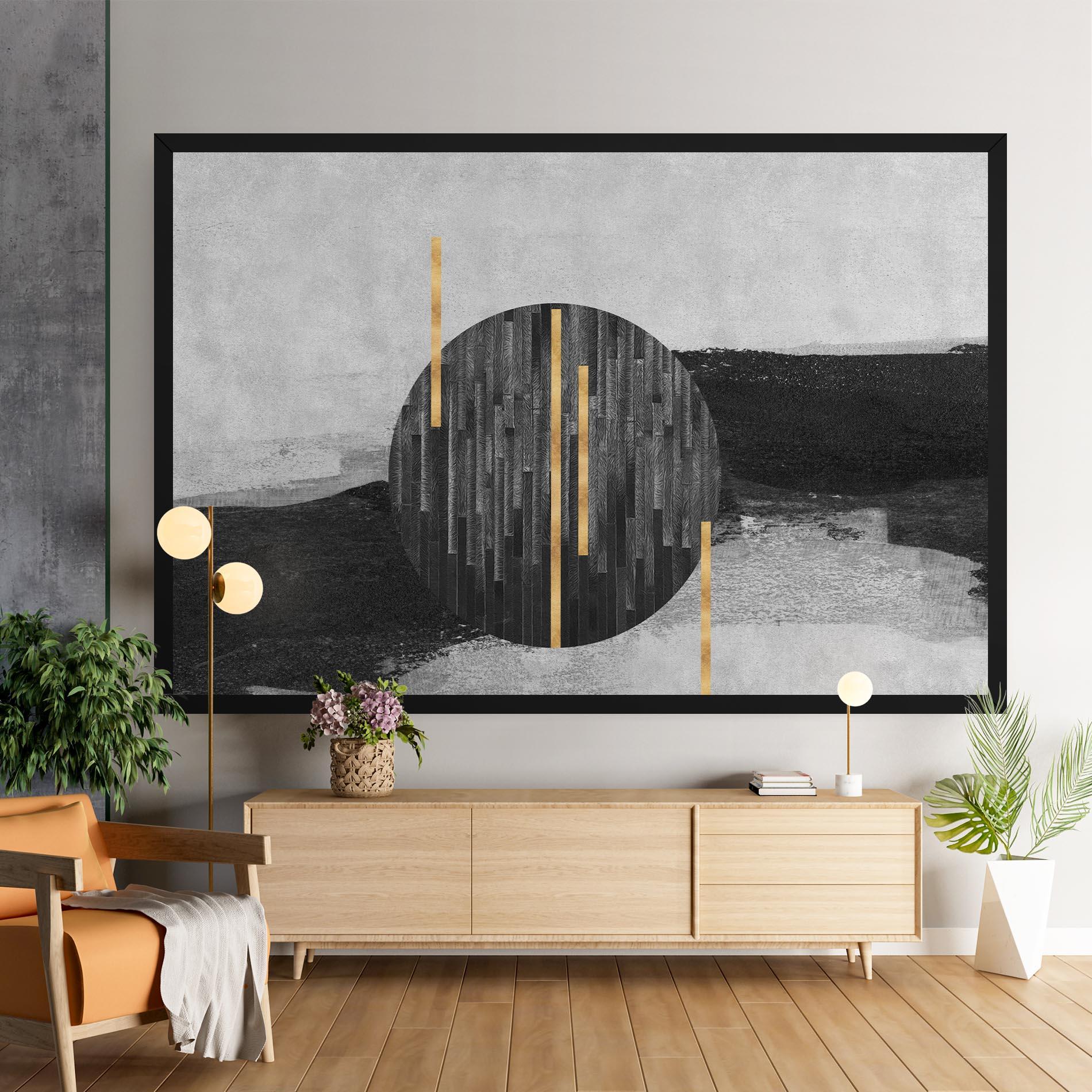 Leinwandbild Modern Circle With Gold mockup 9