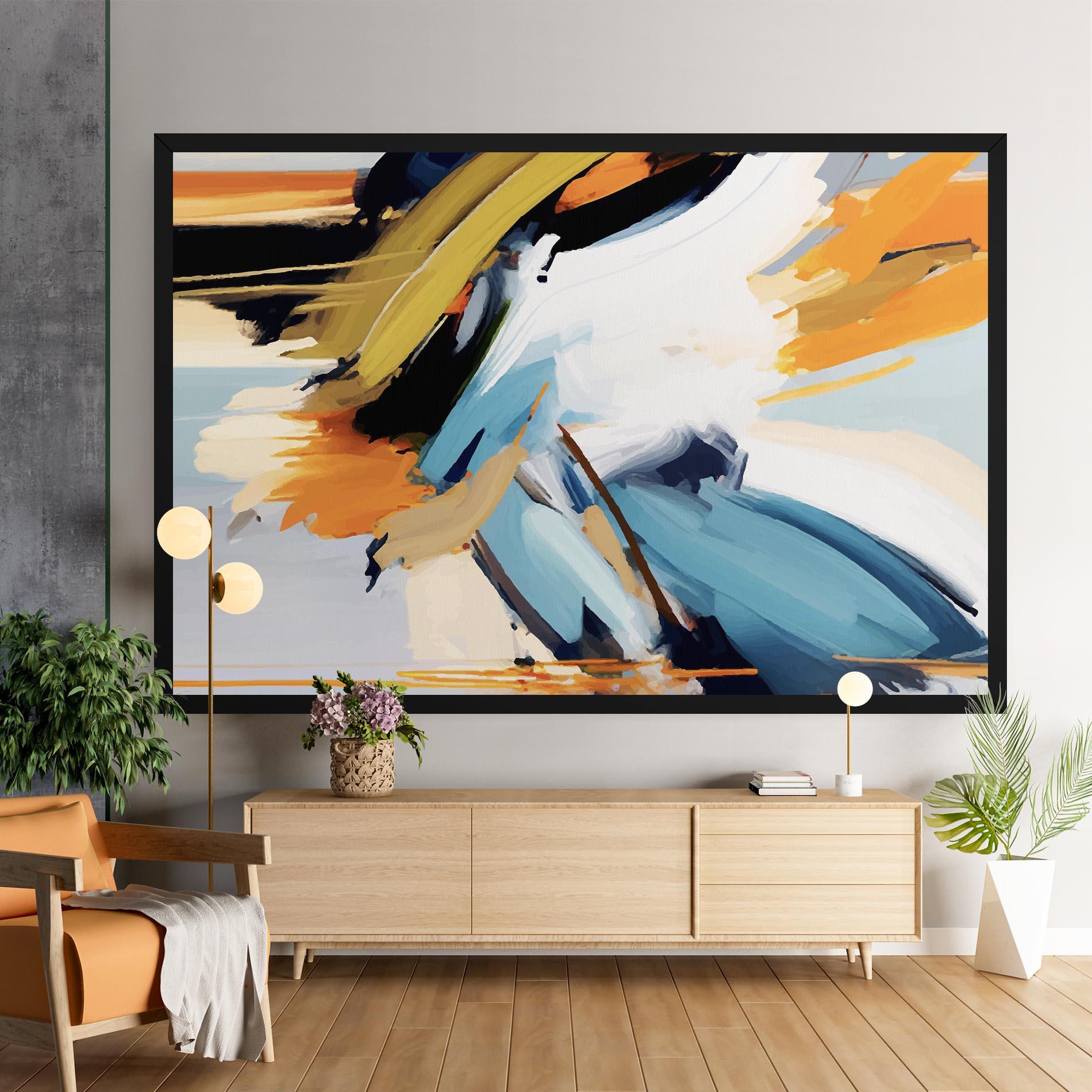 Leinwandbild Orange Blue Art mockup 9