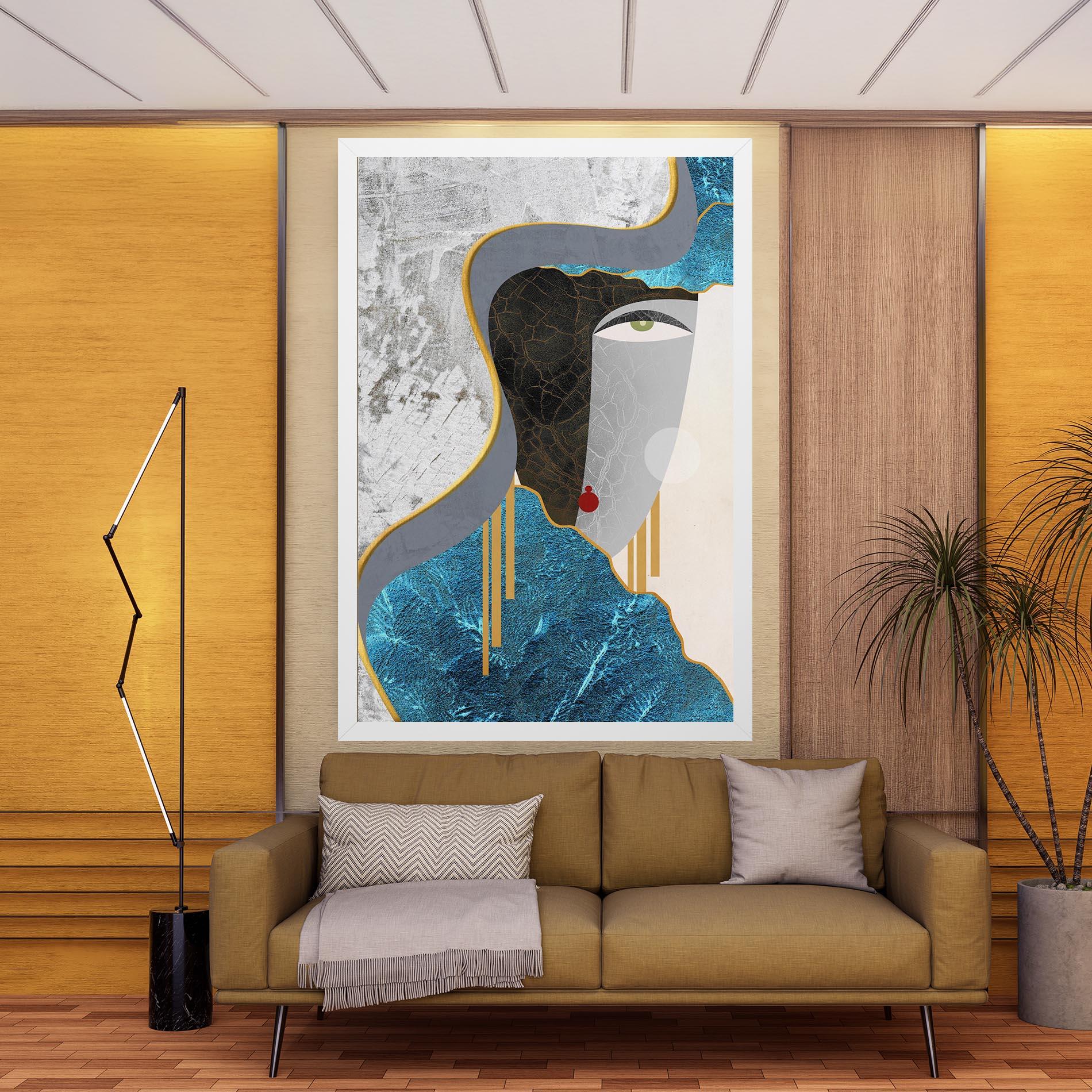 Leinwandbild Abstract Blue Face mockup 9