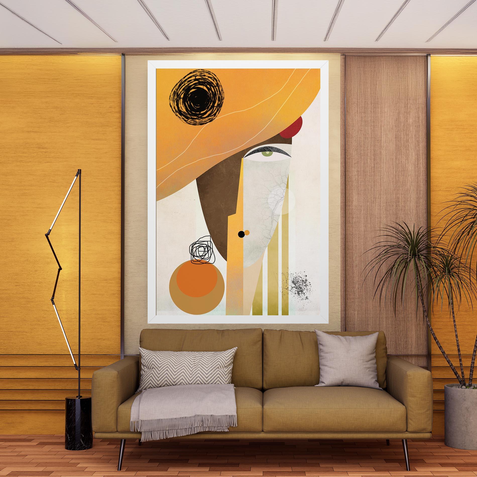 Leinwandbild Abstract Orange Face mockup 9