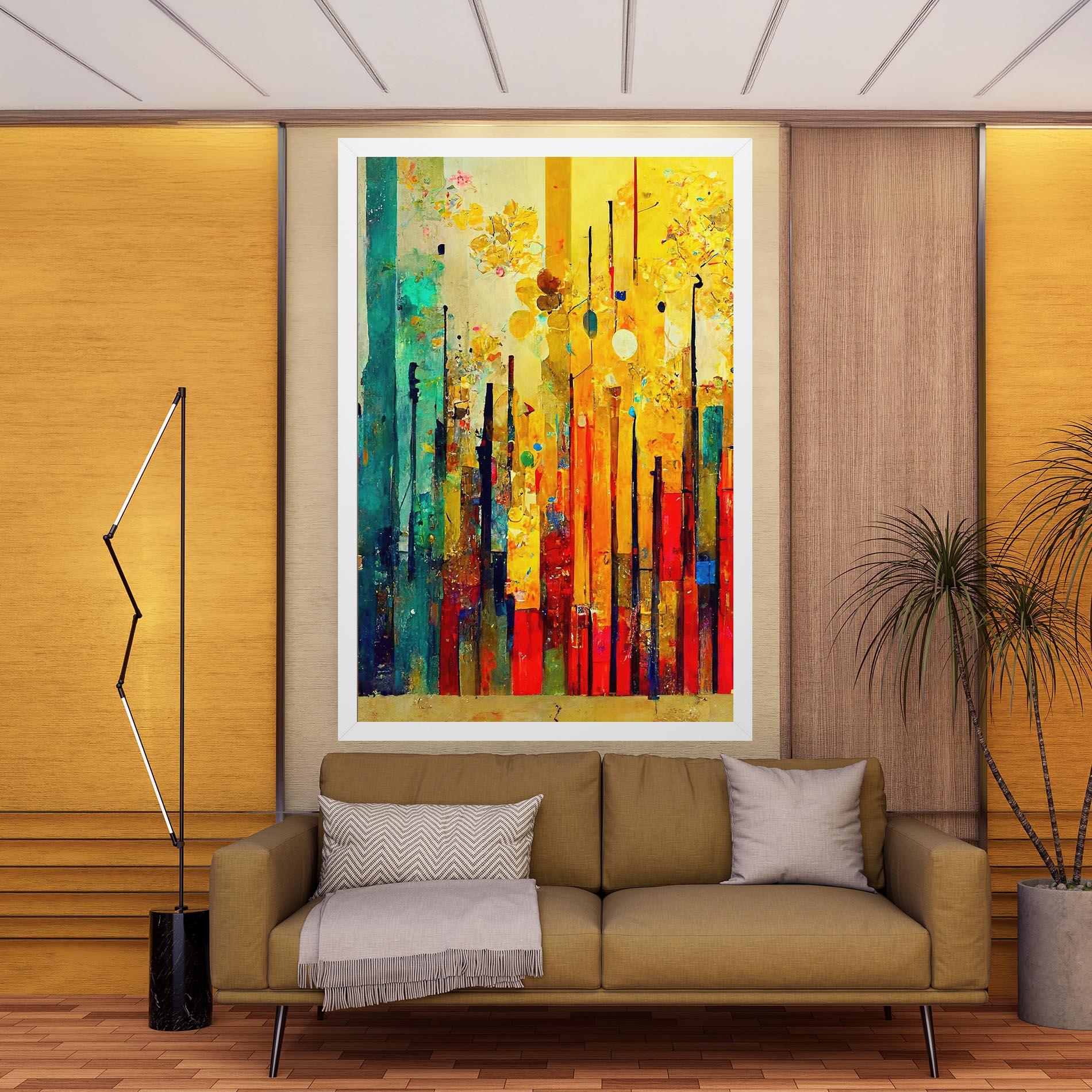 Leinwandbild Black Lines On Yellow Light mockup 9