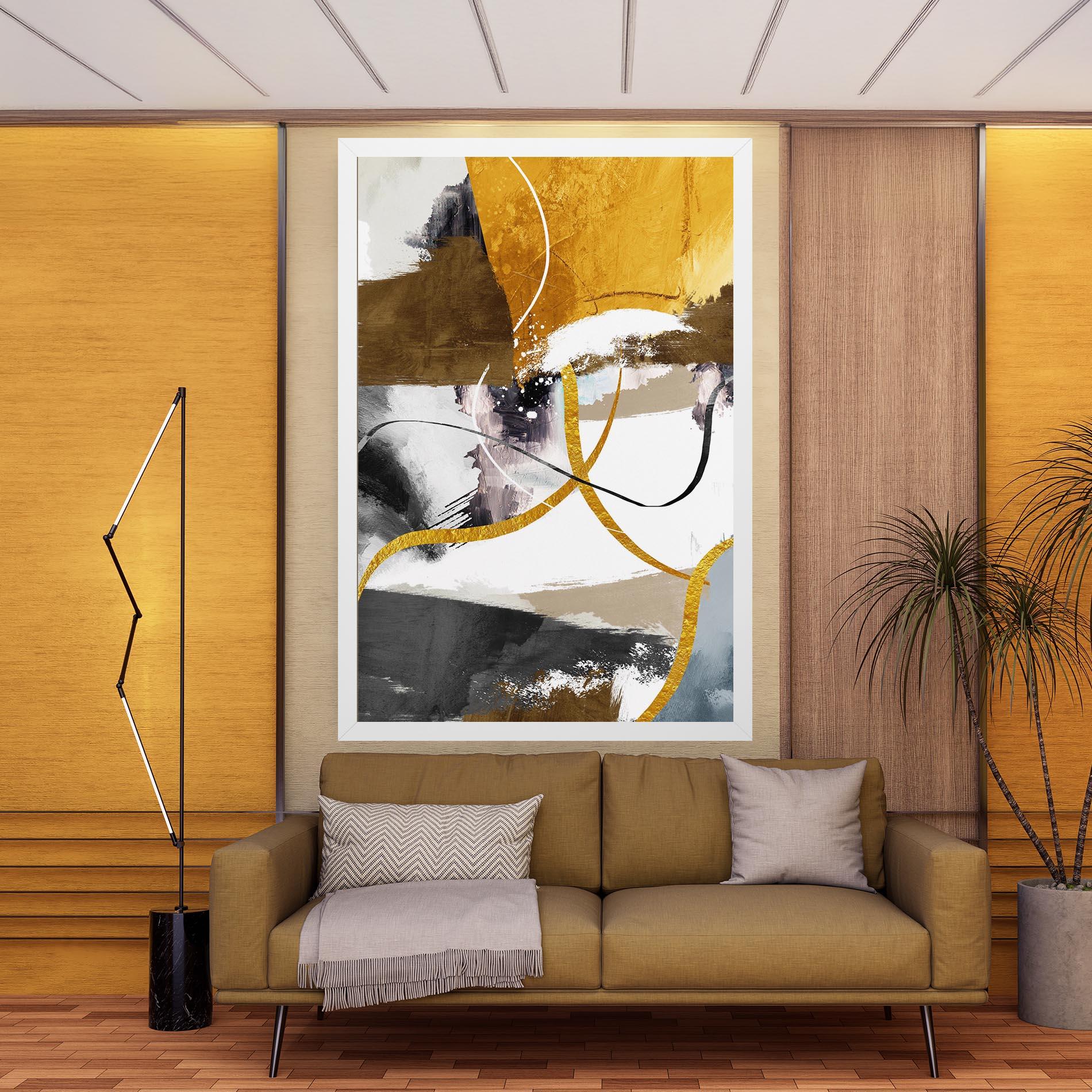 Leinwandbild Chaotic Golden Painting mockup 9