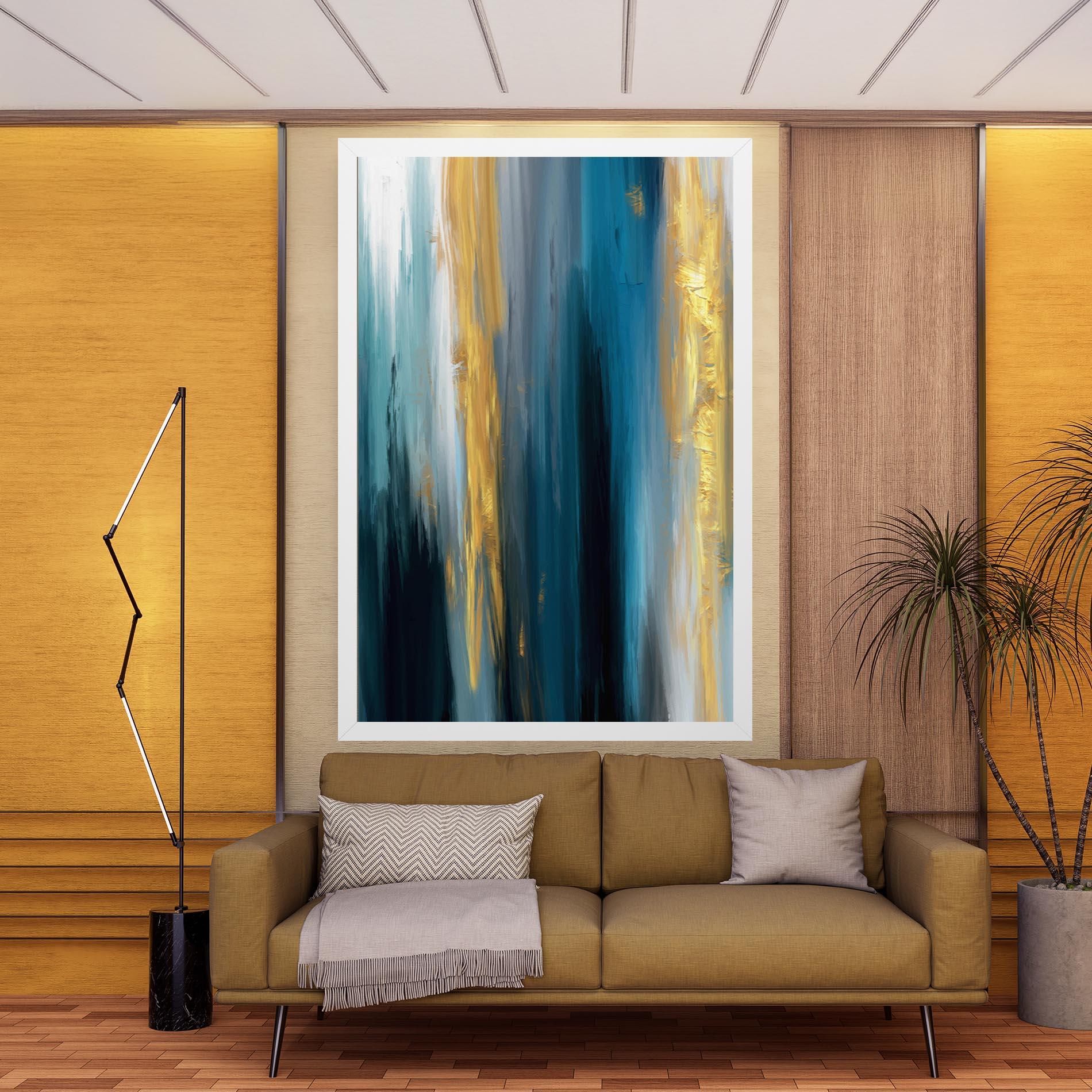 Leinwandbild Golden Black Blue Art mockup 9