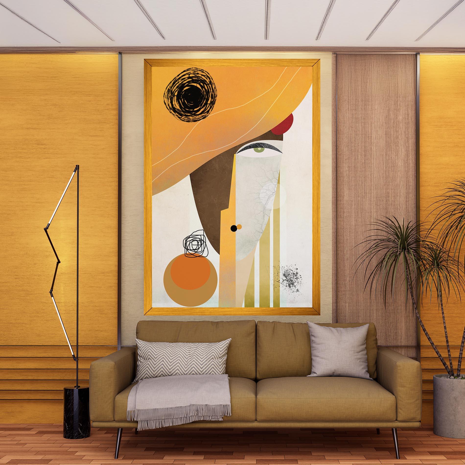 Leinwandbild Abstract Orange Face mockup 9