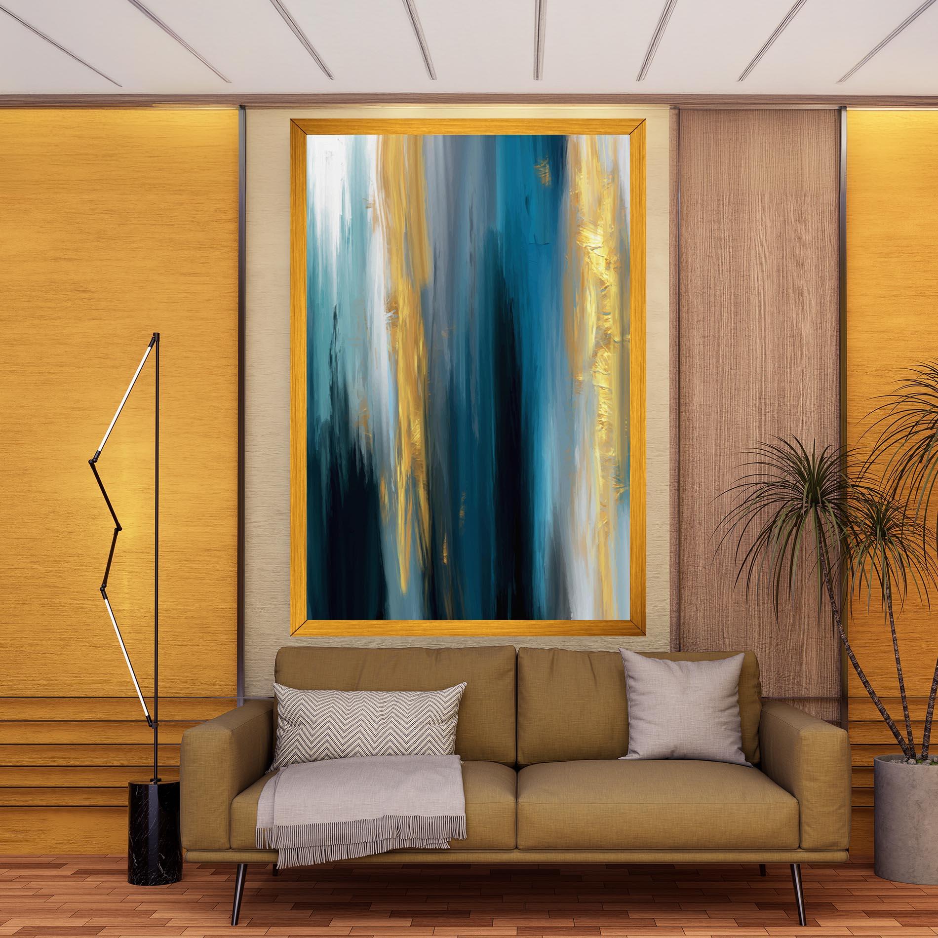 Leinwandbild Golden Black Blue Art mockup 9