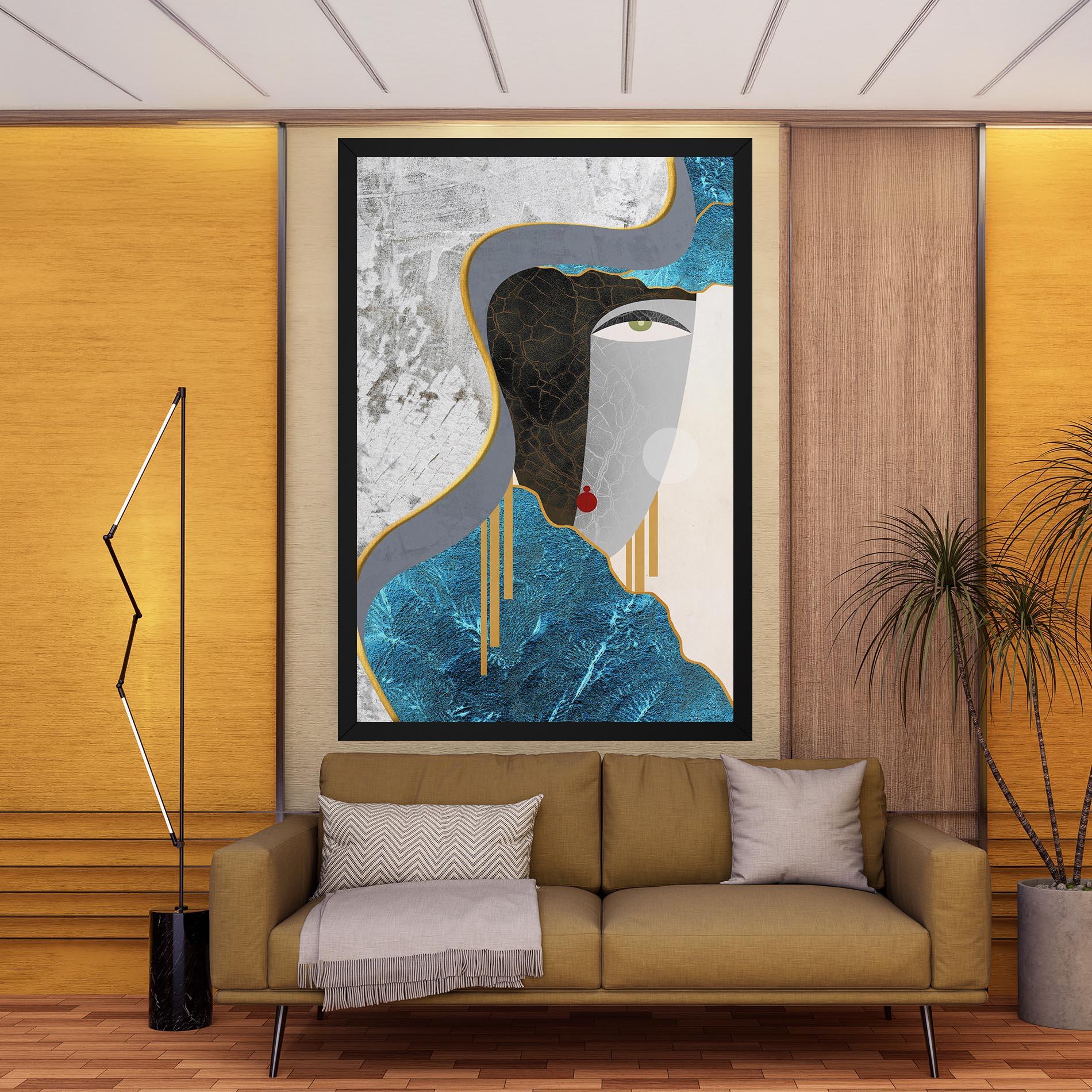 Leinwandbild Abstract Blue Face mockup 9