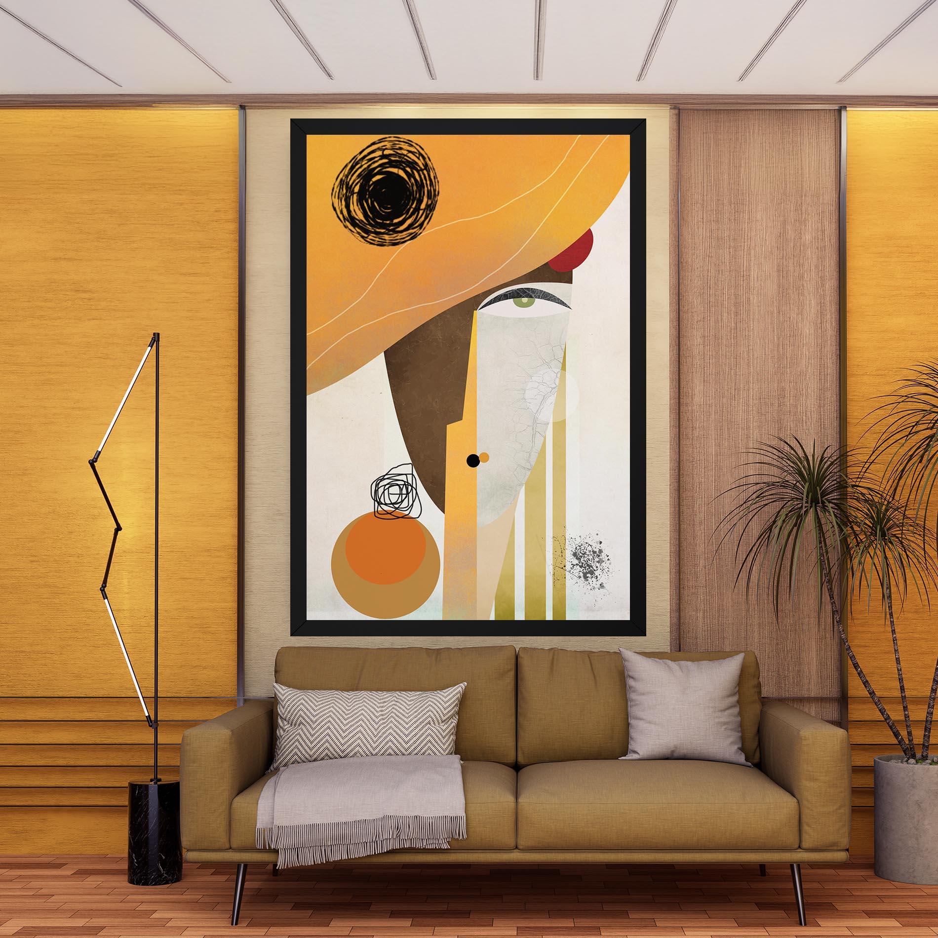 Leinwandbild Abstract Orange Face mockup 9