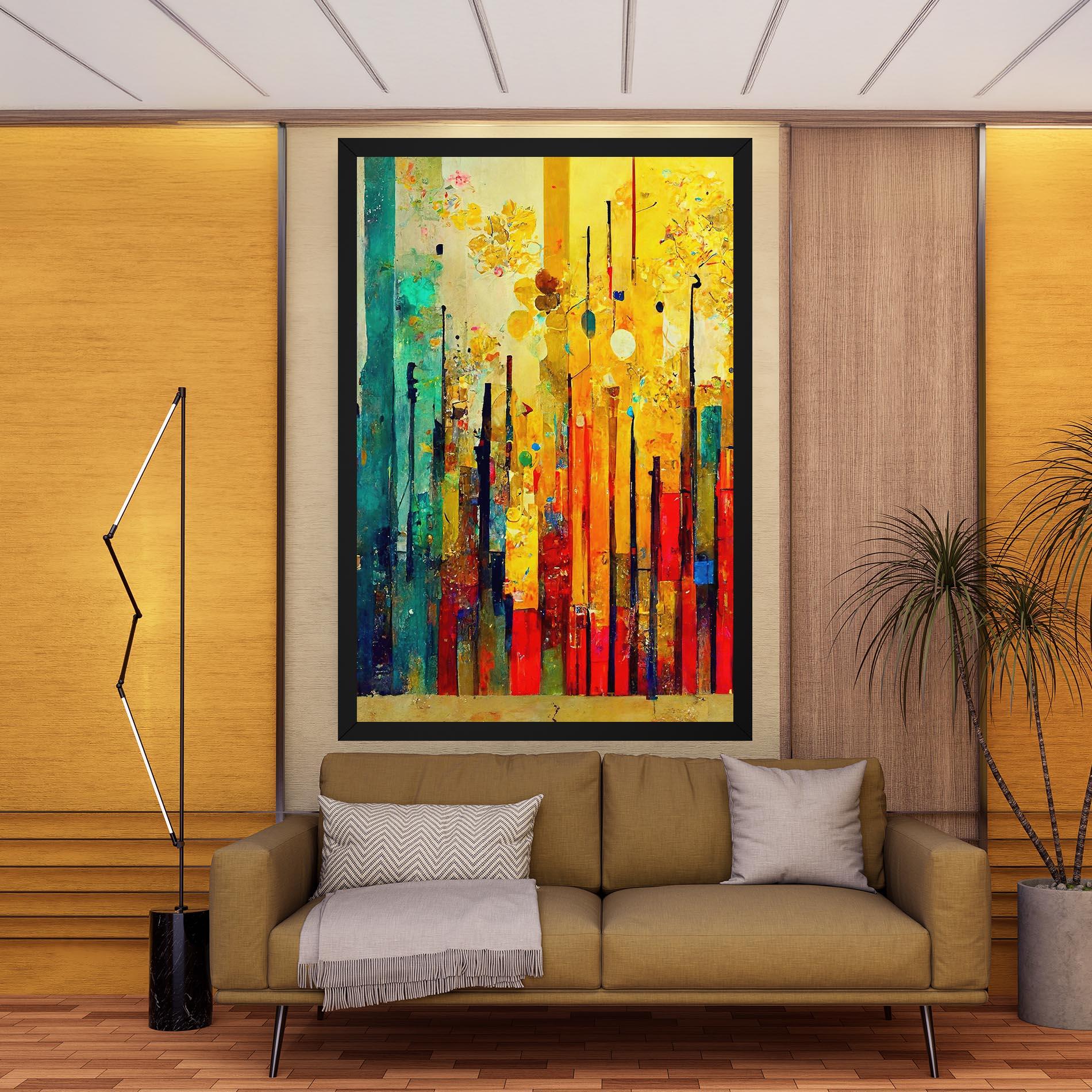 Leinwandbild Black Lines On Yellow Light mockup 9