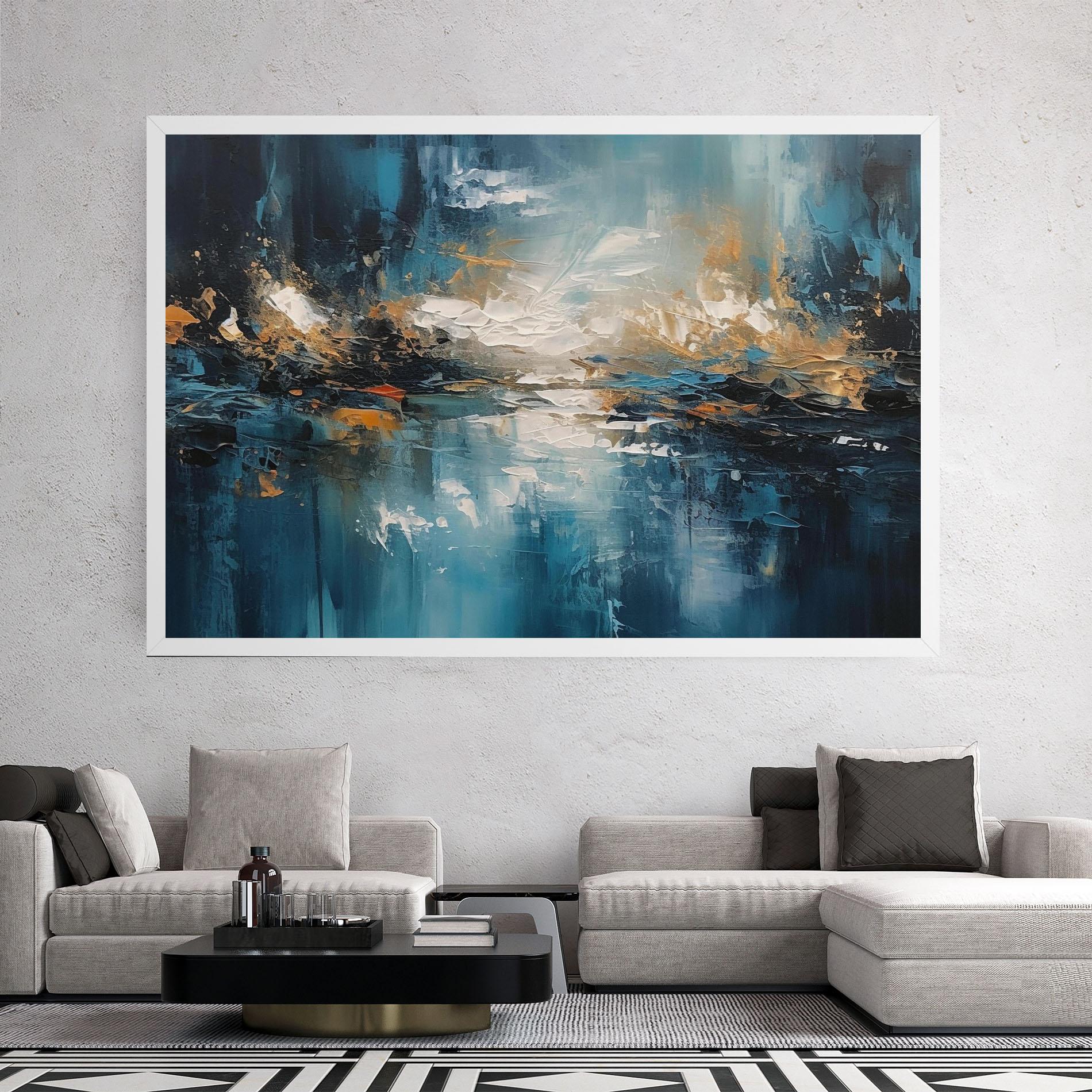 Leinwandbild Abstract Blue Art mockup 2