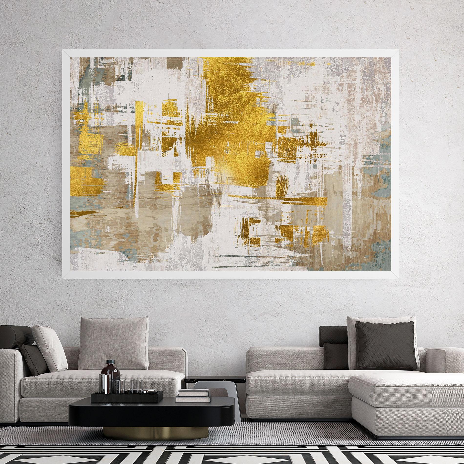 Leinwandbild Gold And White Brush mockup 2