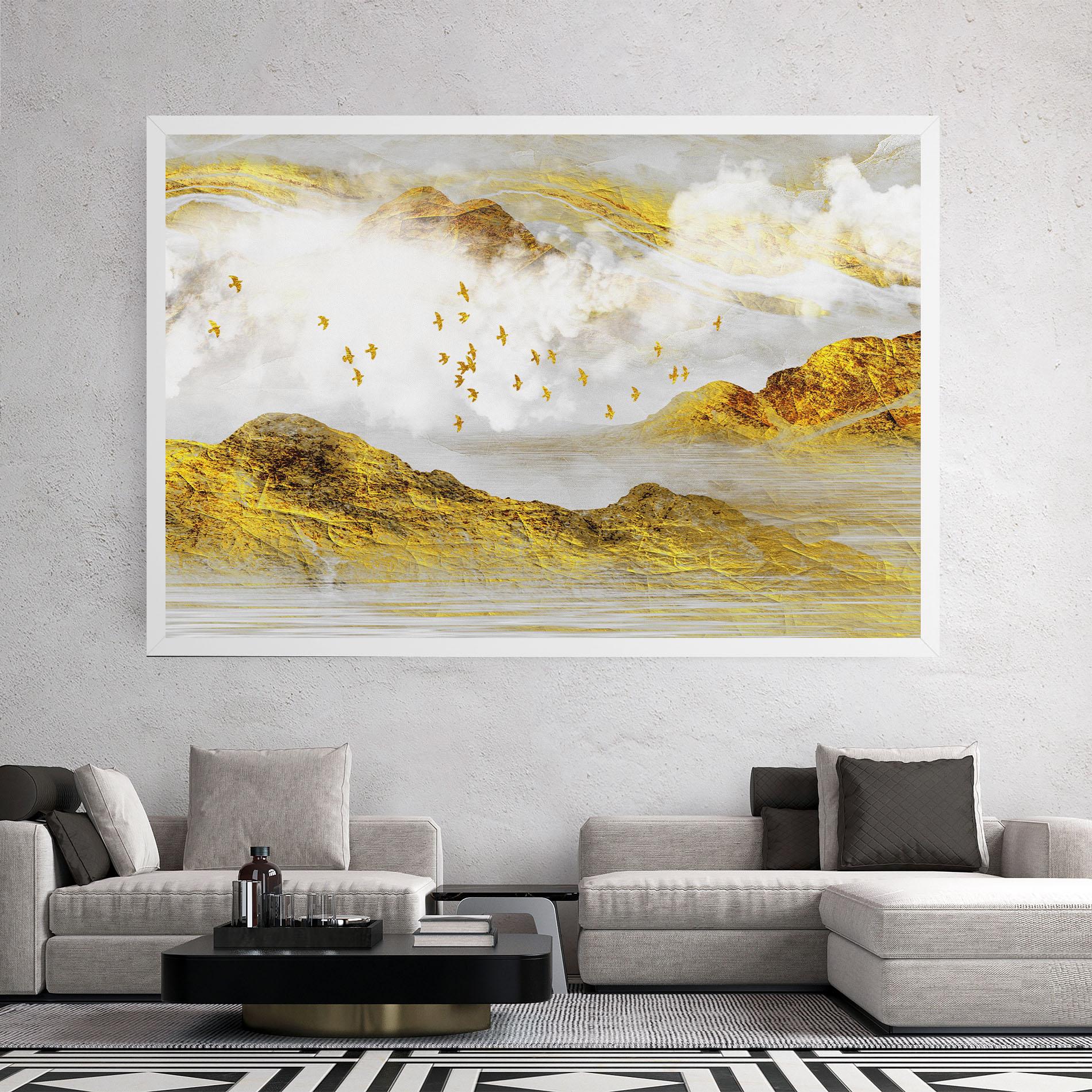 Leinwandbild Gold Mountains Abstract mockup 2