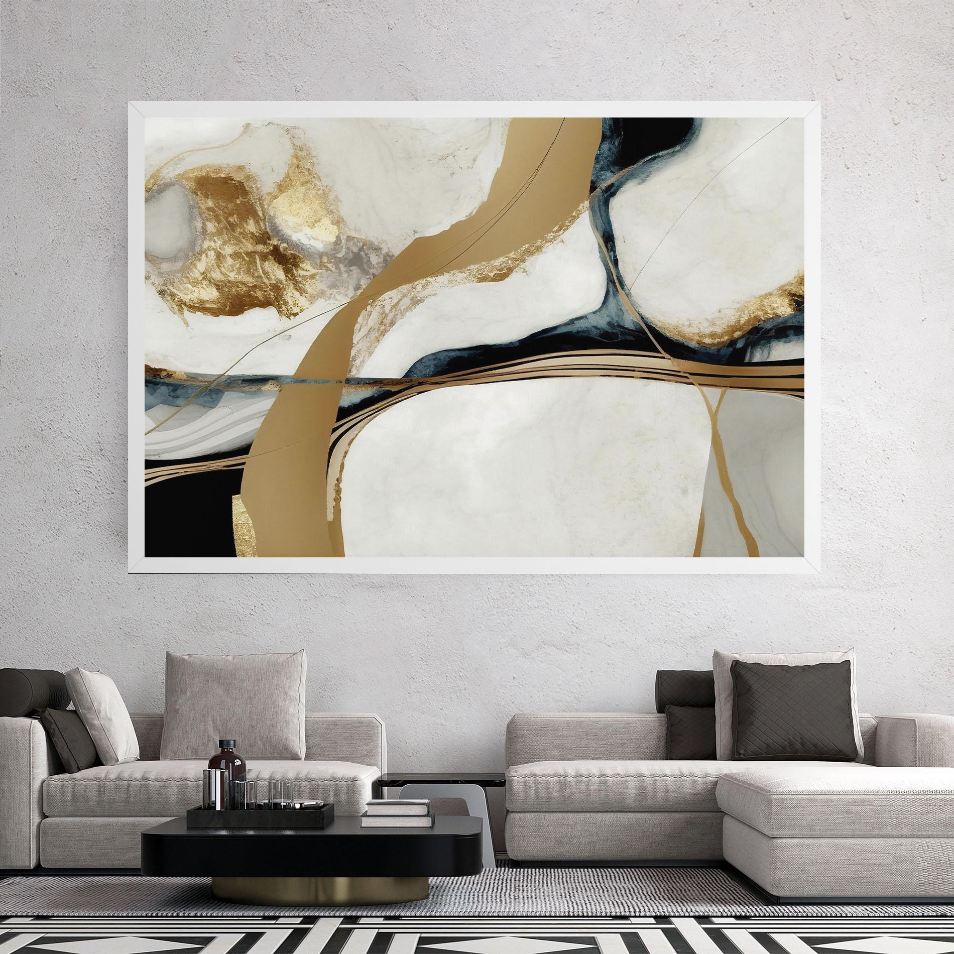 Leinwandbild Golden Blue Marble mockup 2