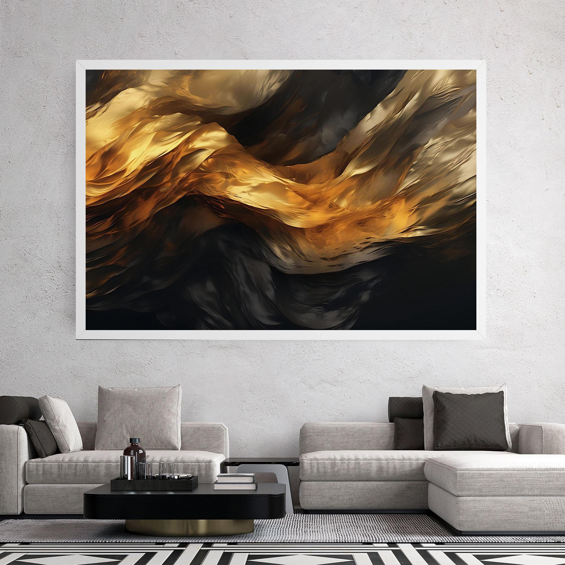 Leinwandbild Golden Waves With Black mockup 2