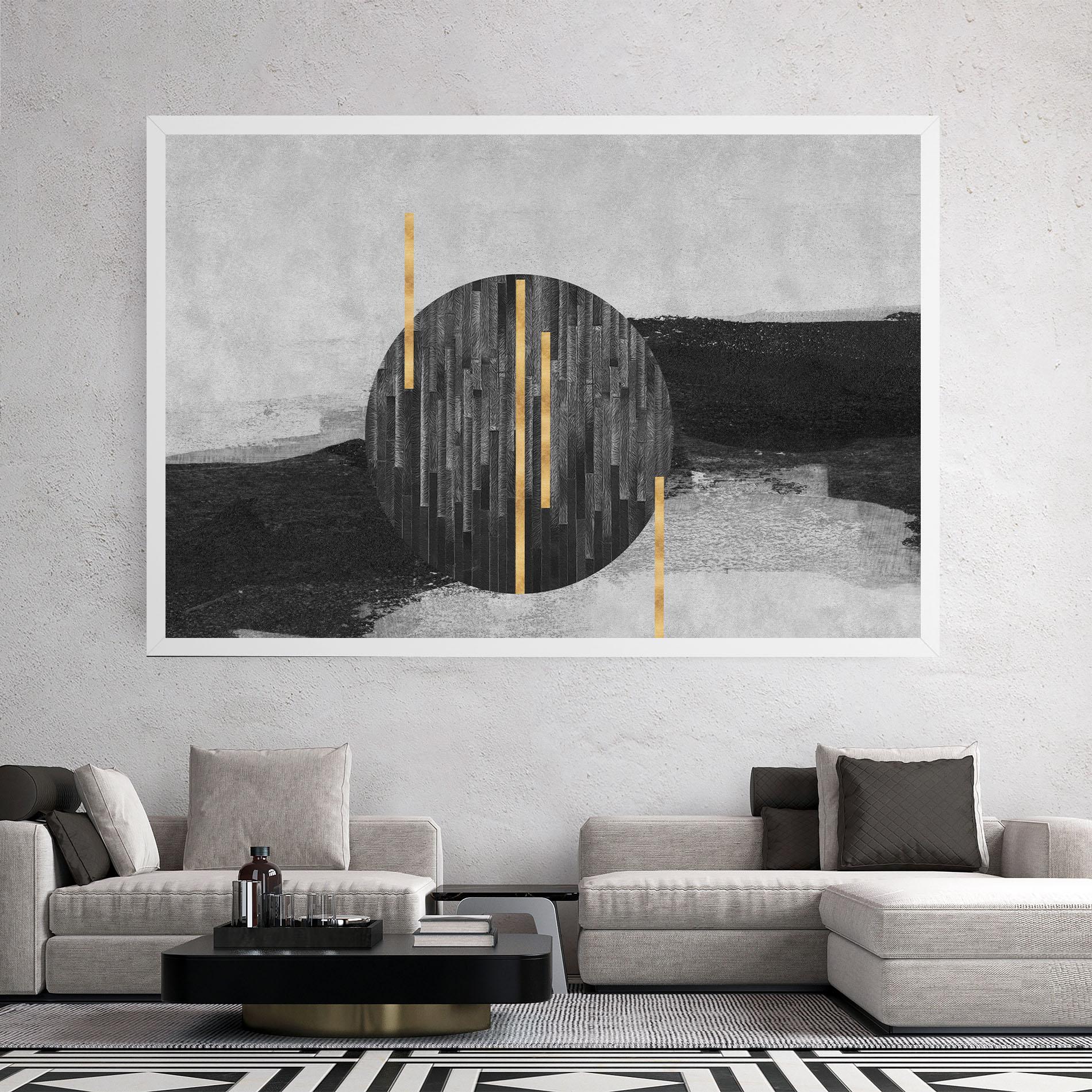 Leinwandbild Modern Circle With Gold mockup 2