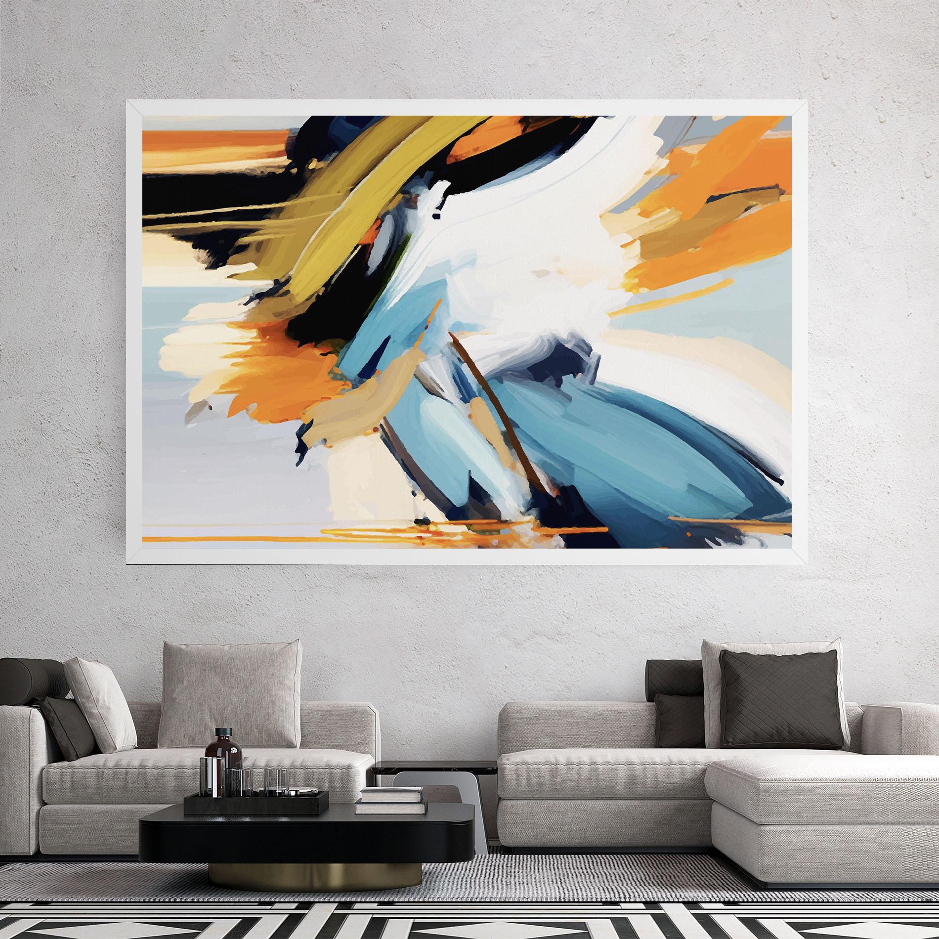 Leinwandbild Orange Blue Art mockup 2