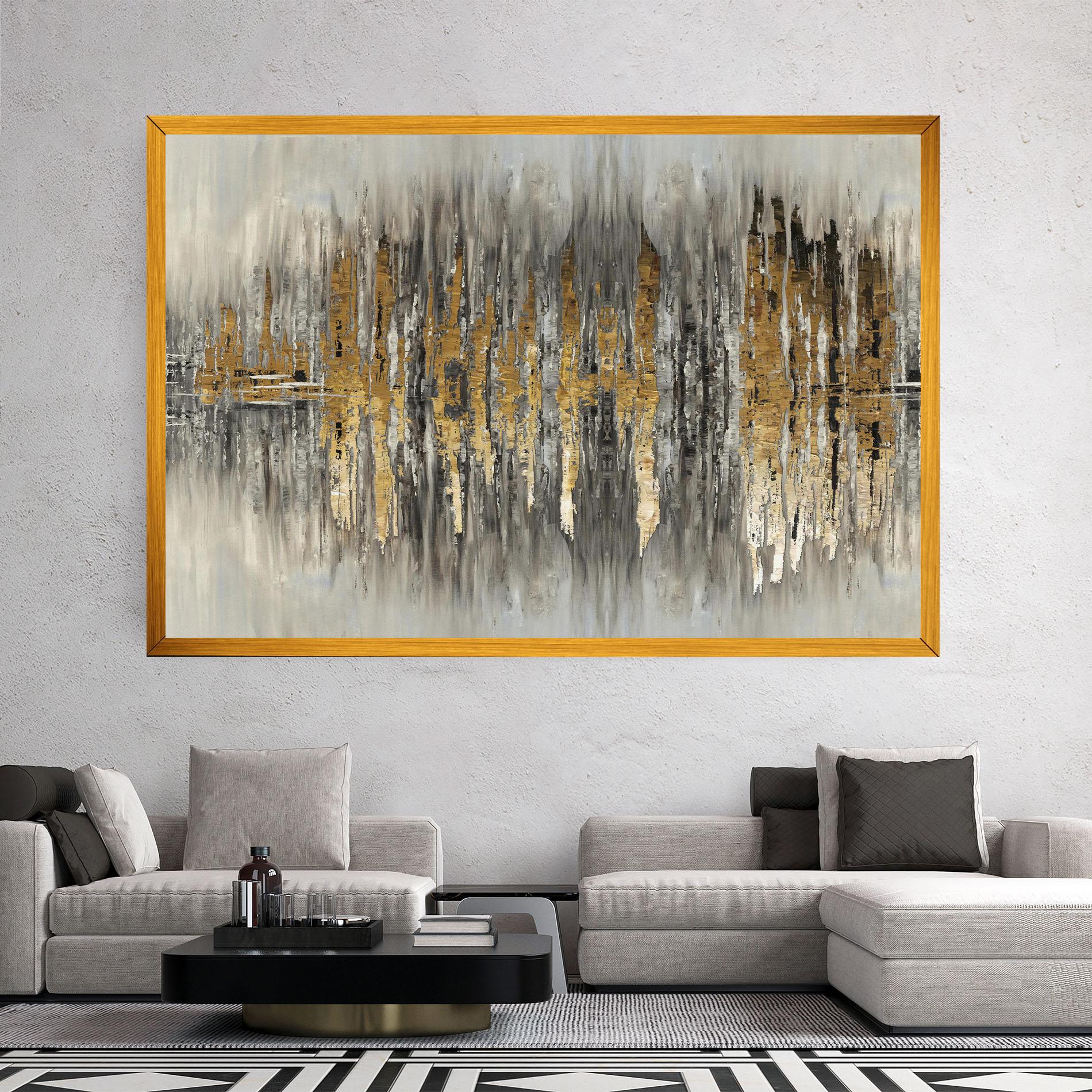 Leinwandbild Acrylic Silver Paint mockup 2